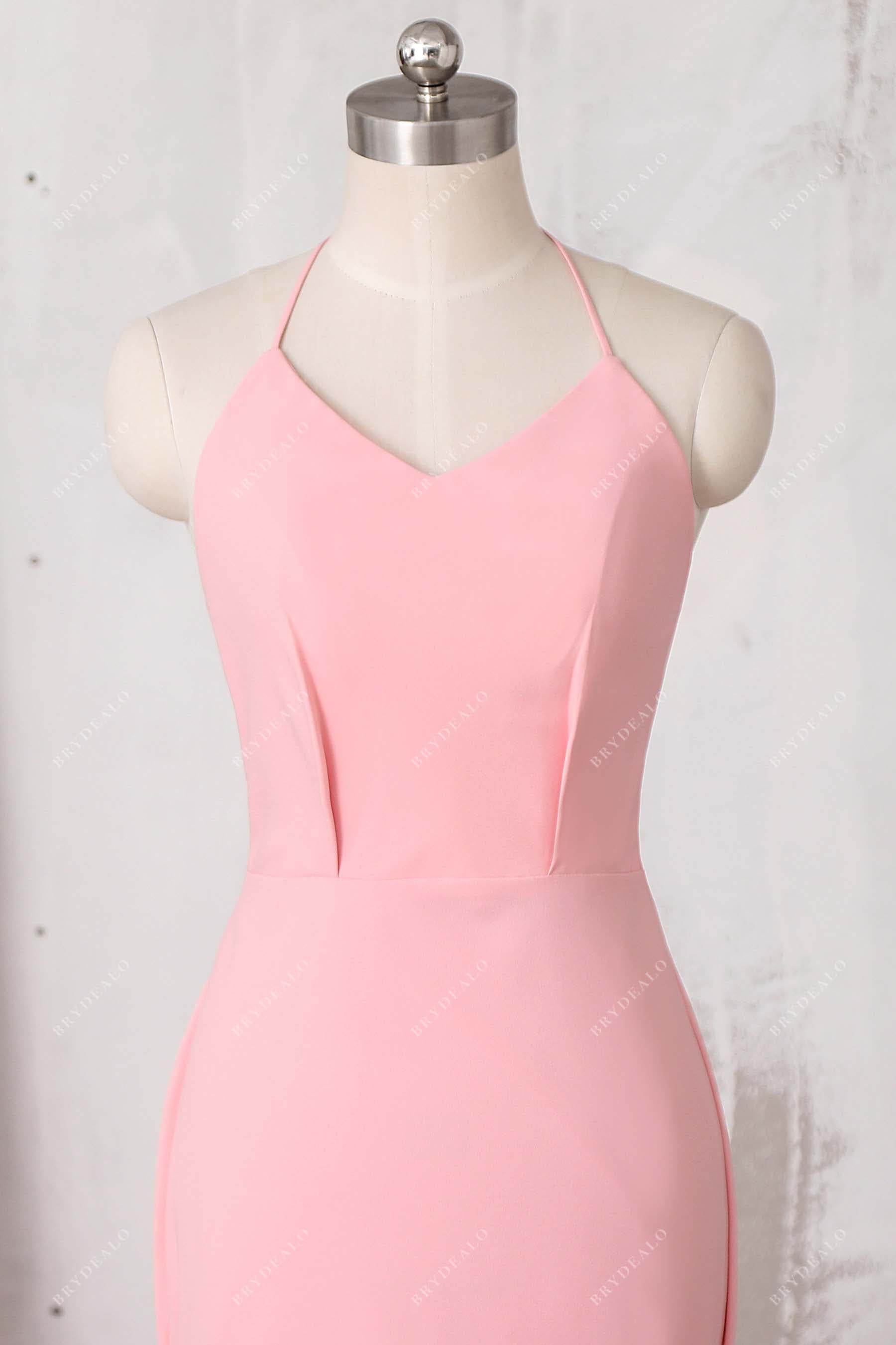 spaghetti straps halter pink dress