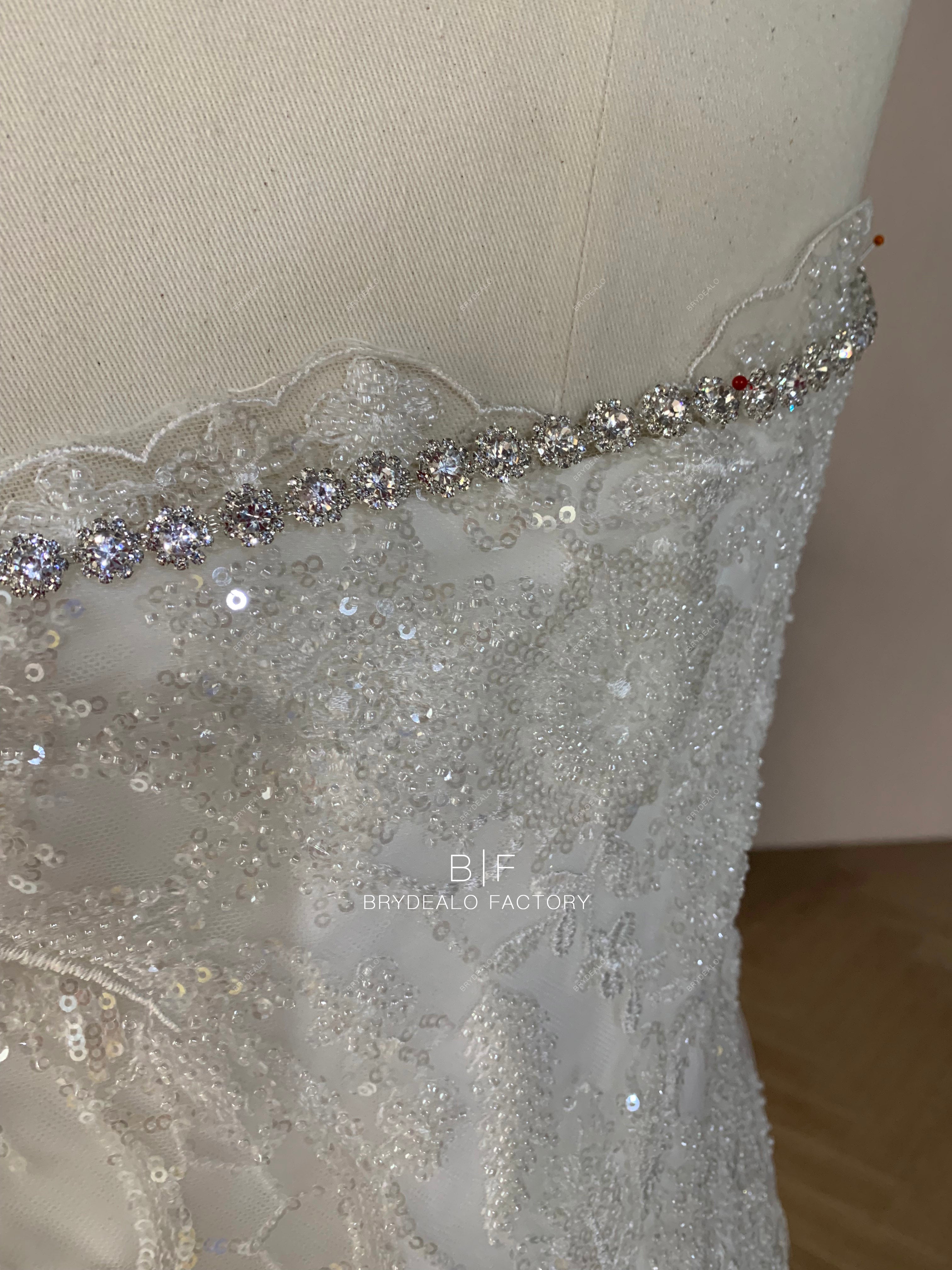 sparkly rhinestone neckline bridal gown