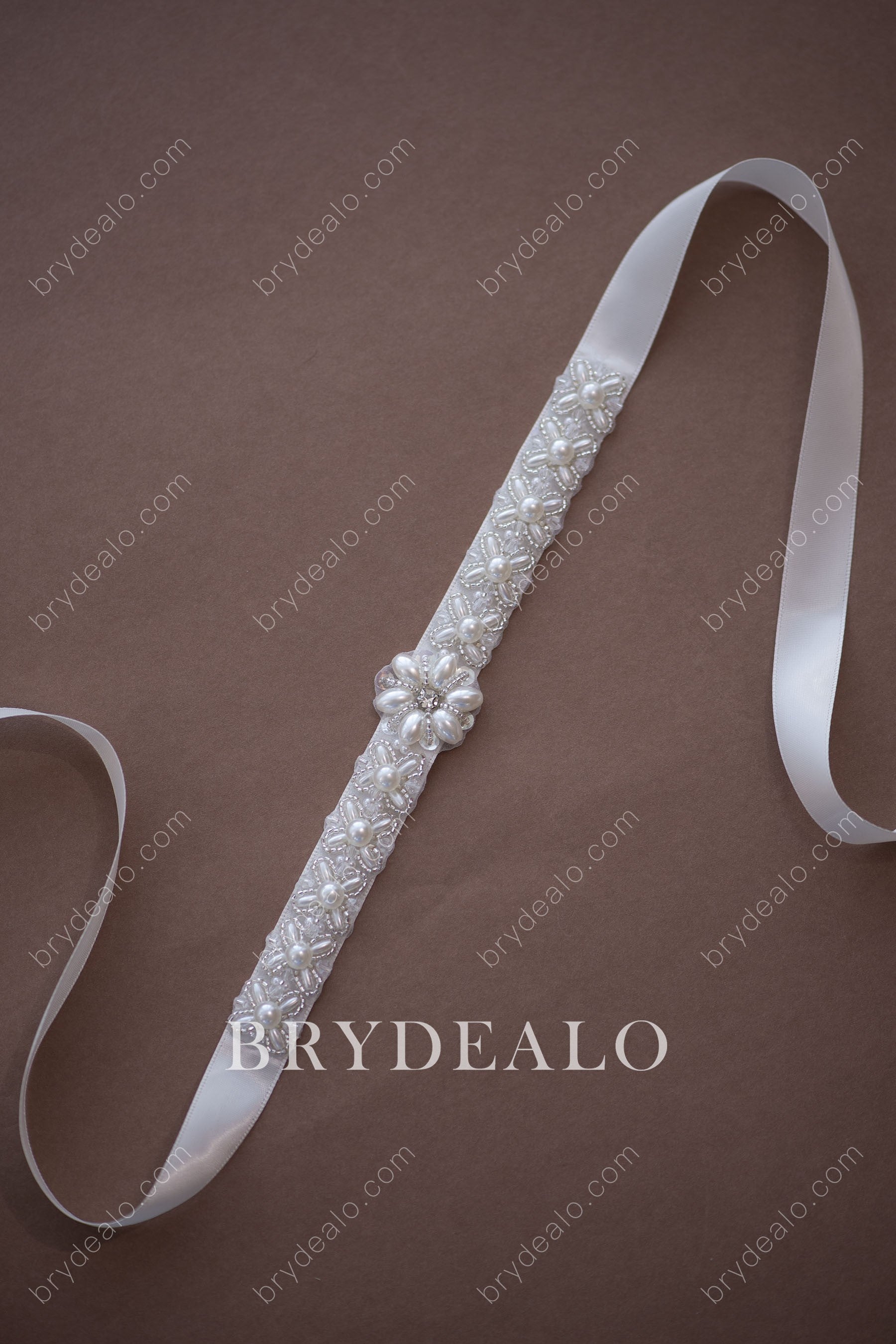 Ingenious Pearls Crystals Bridal Sash for Wholesale