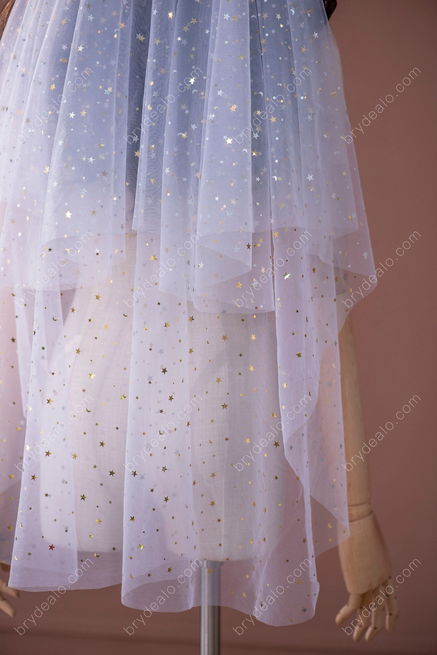 gold sparkly star wedding veil