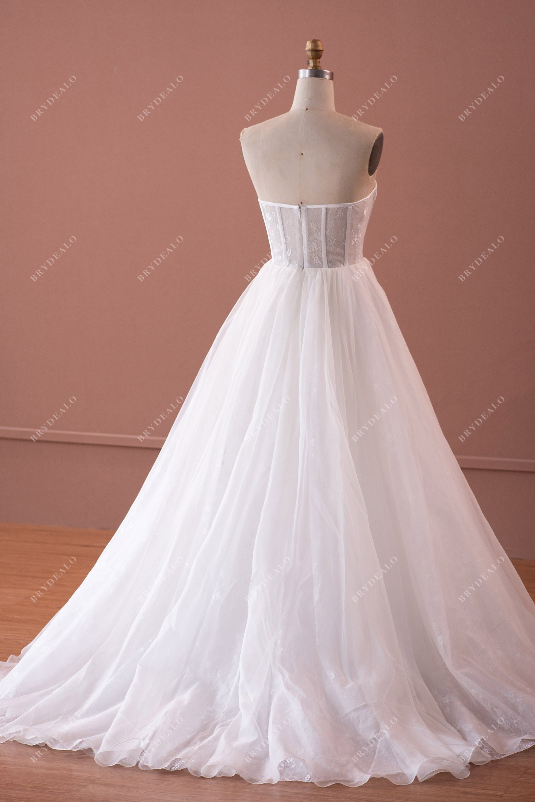 strapless lace long ballgown wedding dress