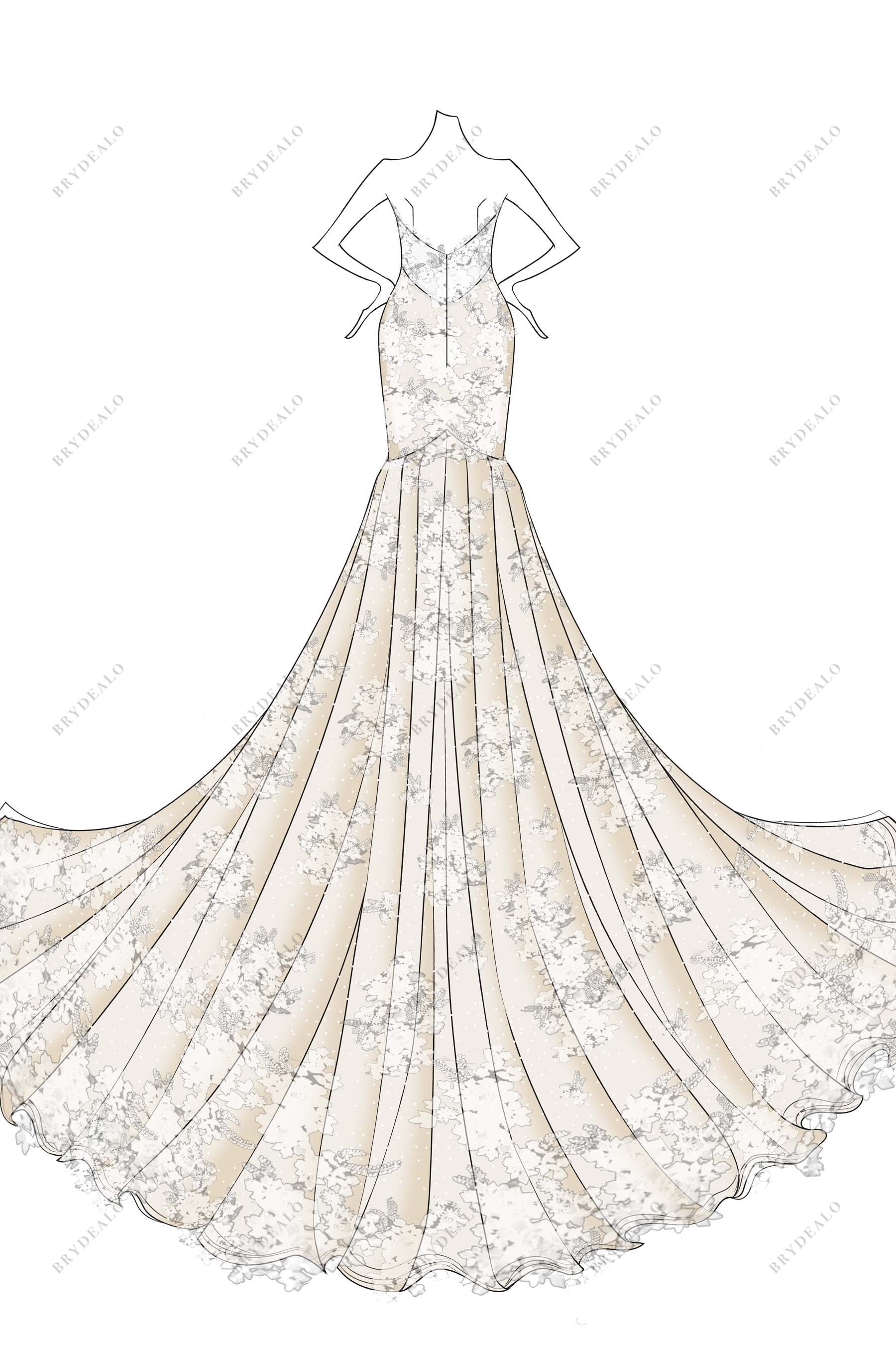 strapless lace mermaid designer wedding dress sketch