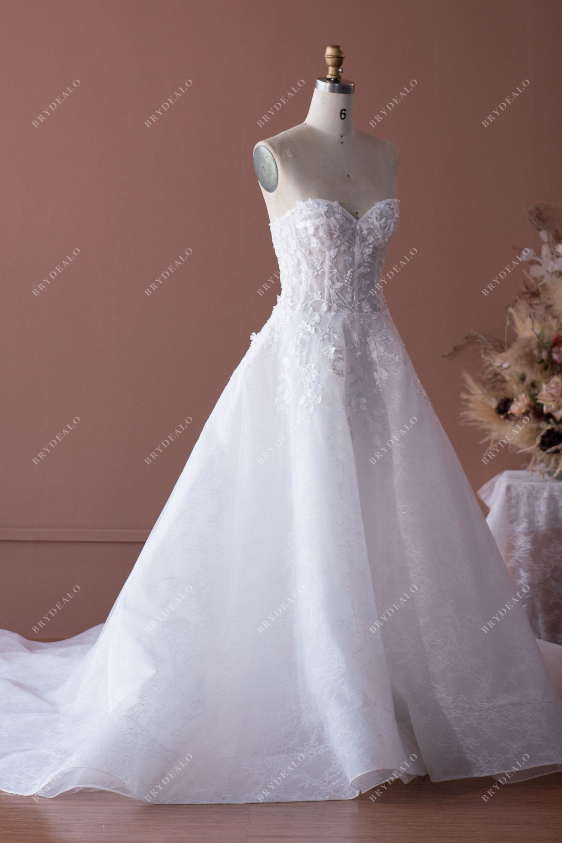 Strapless Sweetheart Corset Lace Ballgown Wedding Dress