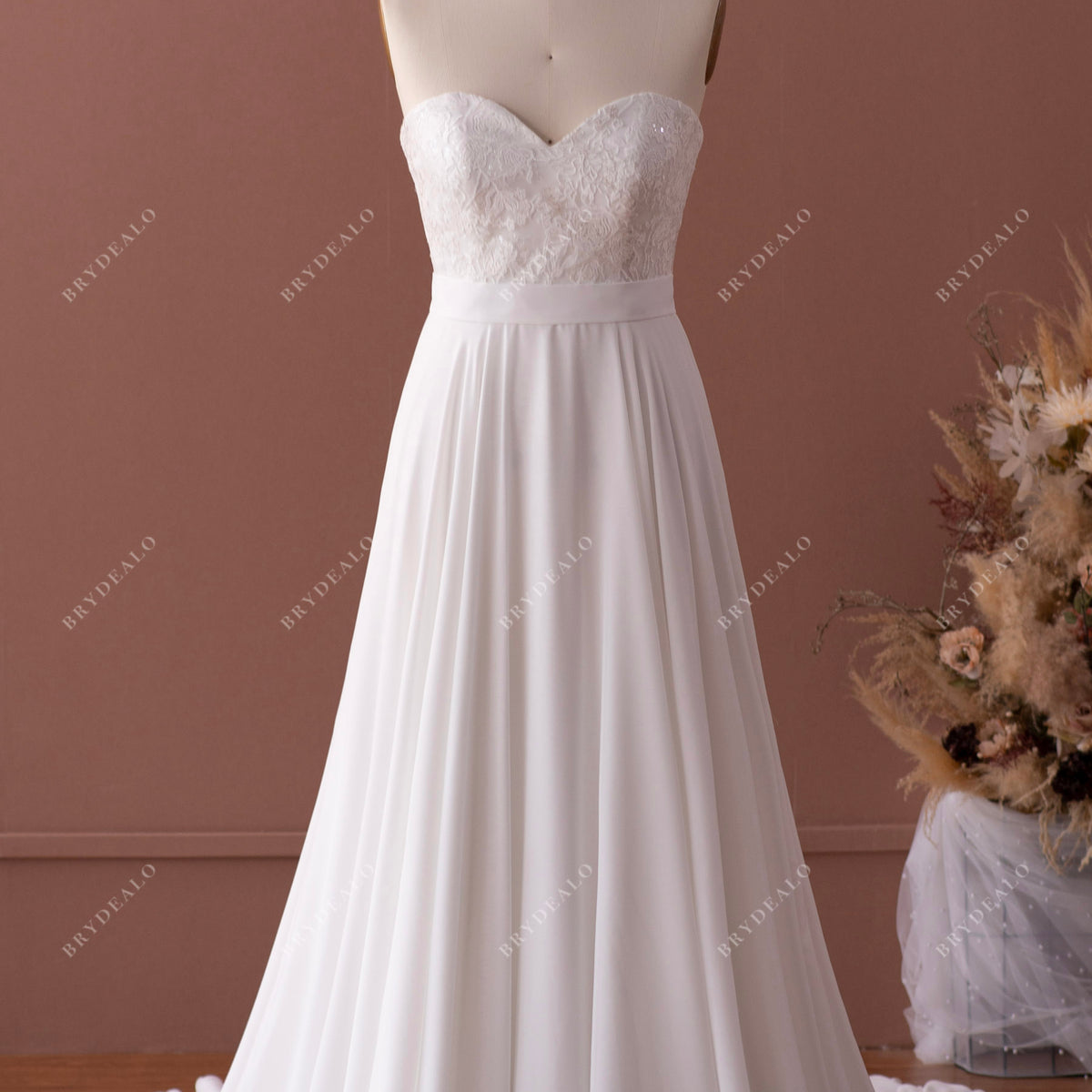 MSMNGZD Sweetheart Wedding Dress for Bride A Line Chiffon Long