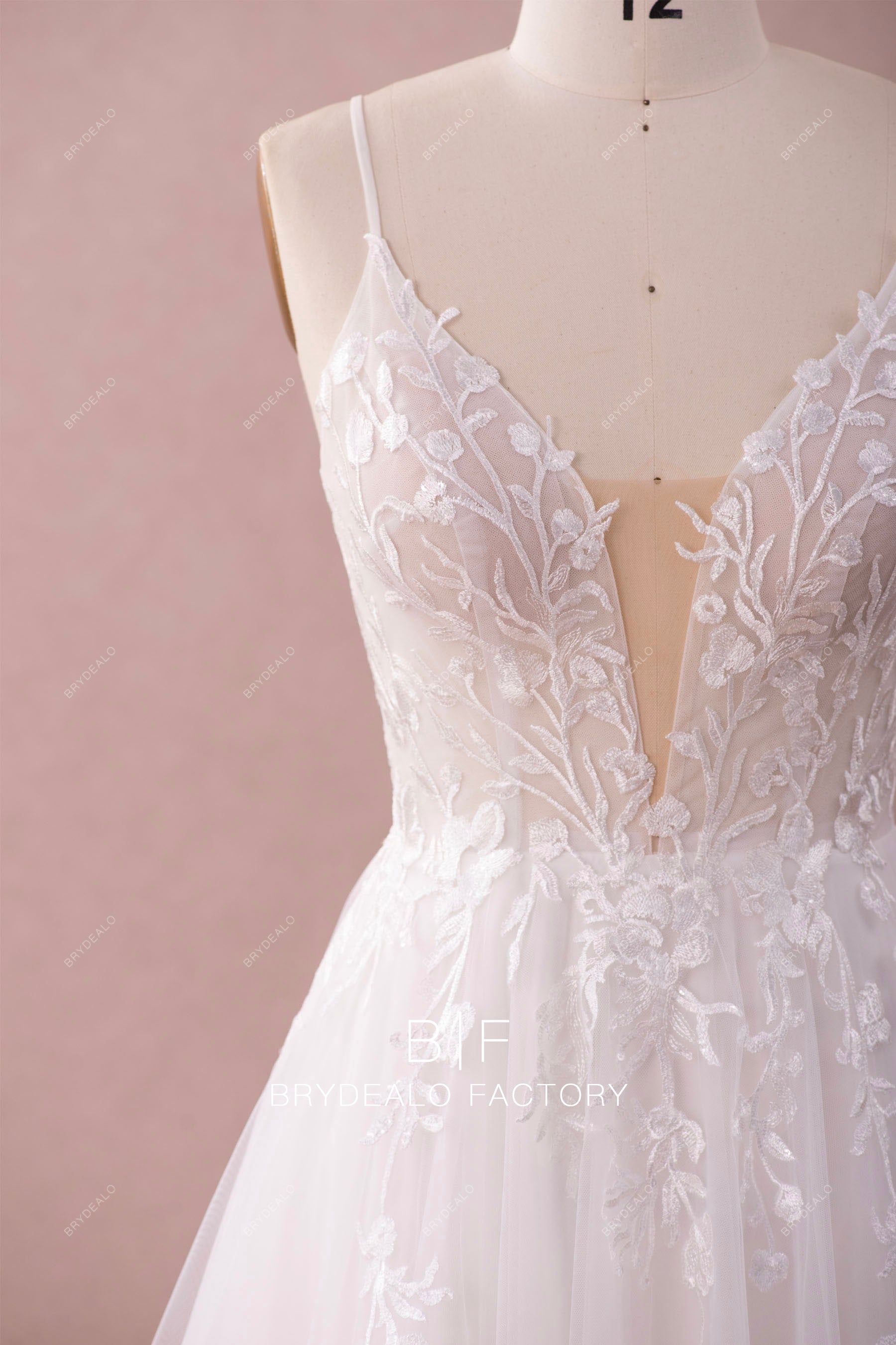 straps deep v-neck bridal gown