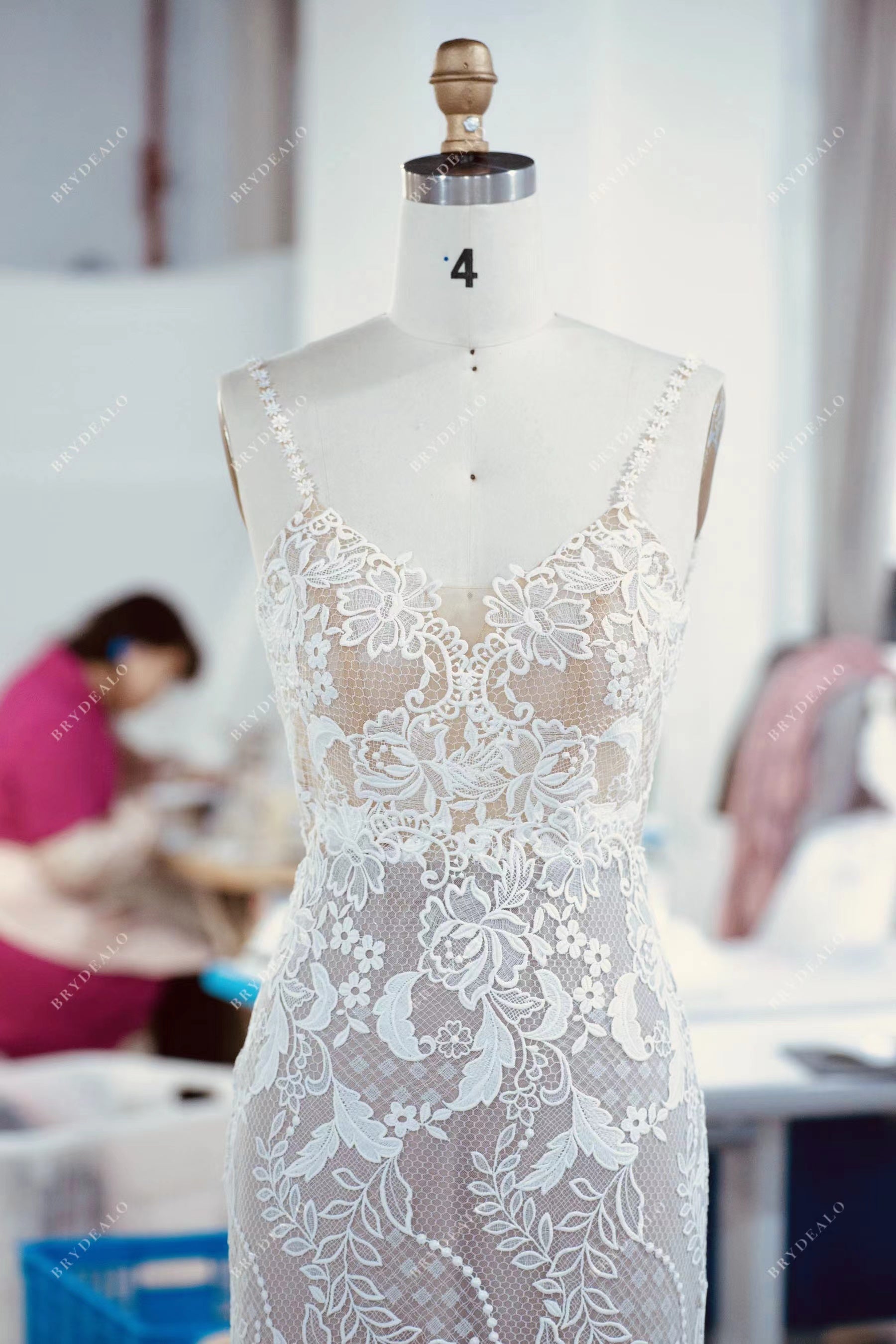 straps lace mermaid wedding dress