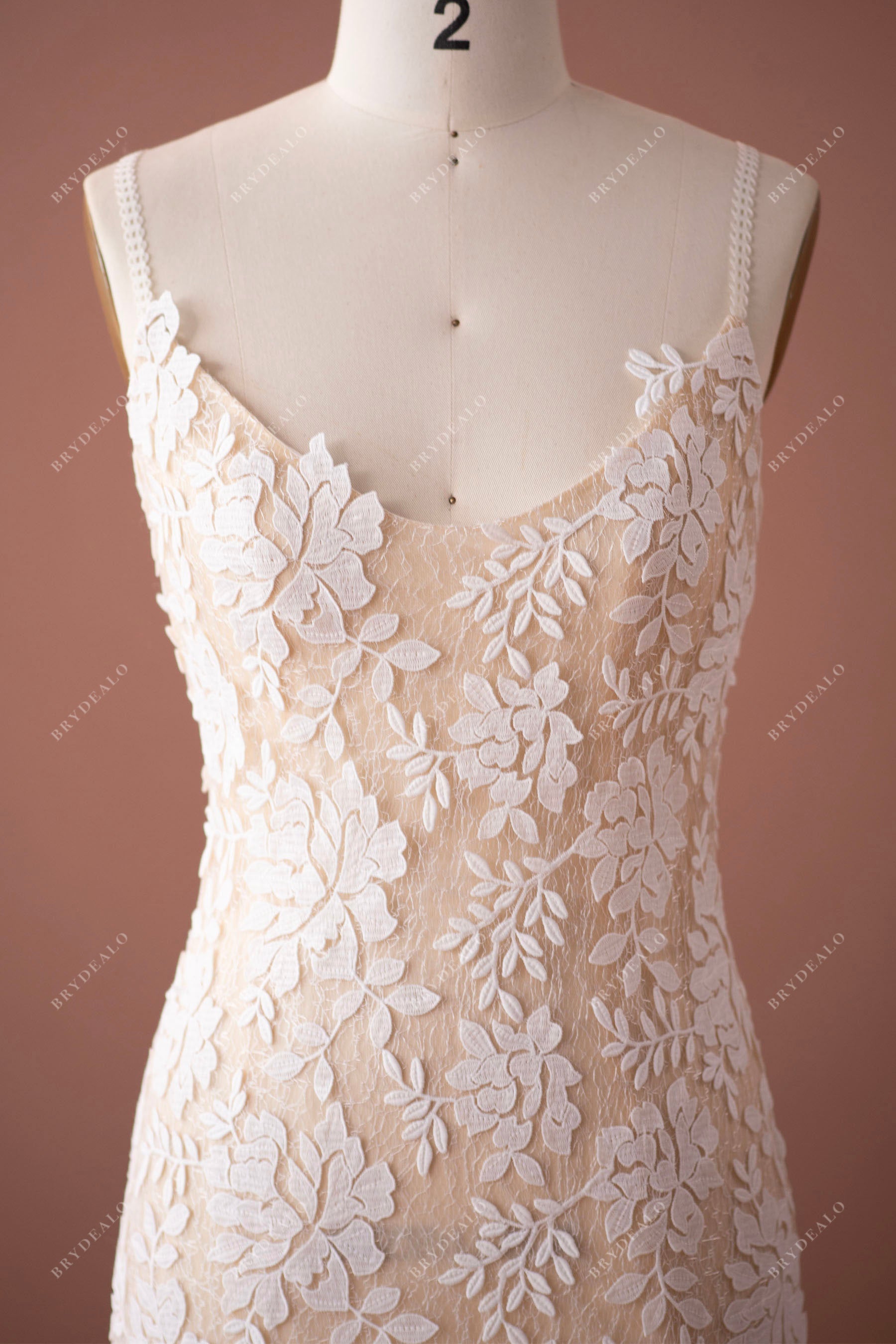 straps scoop lace wedding dress