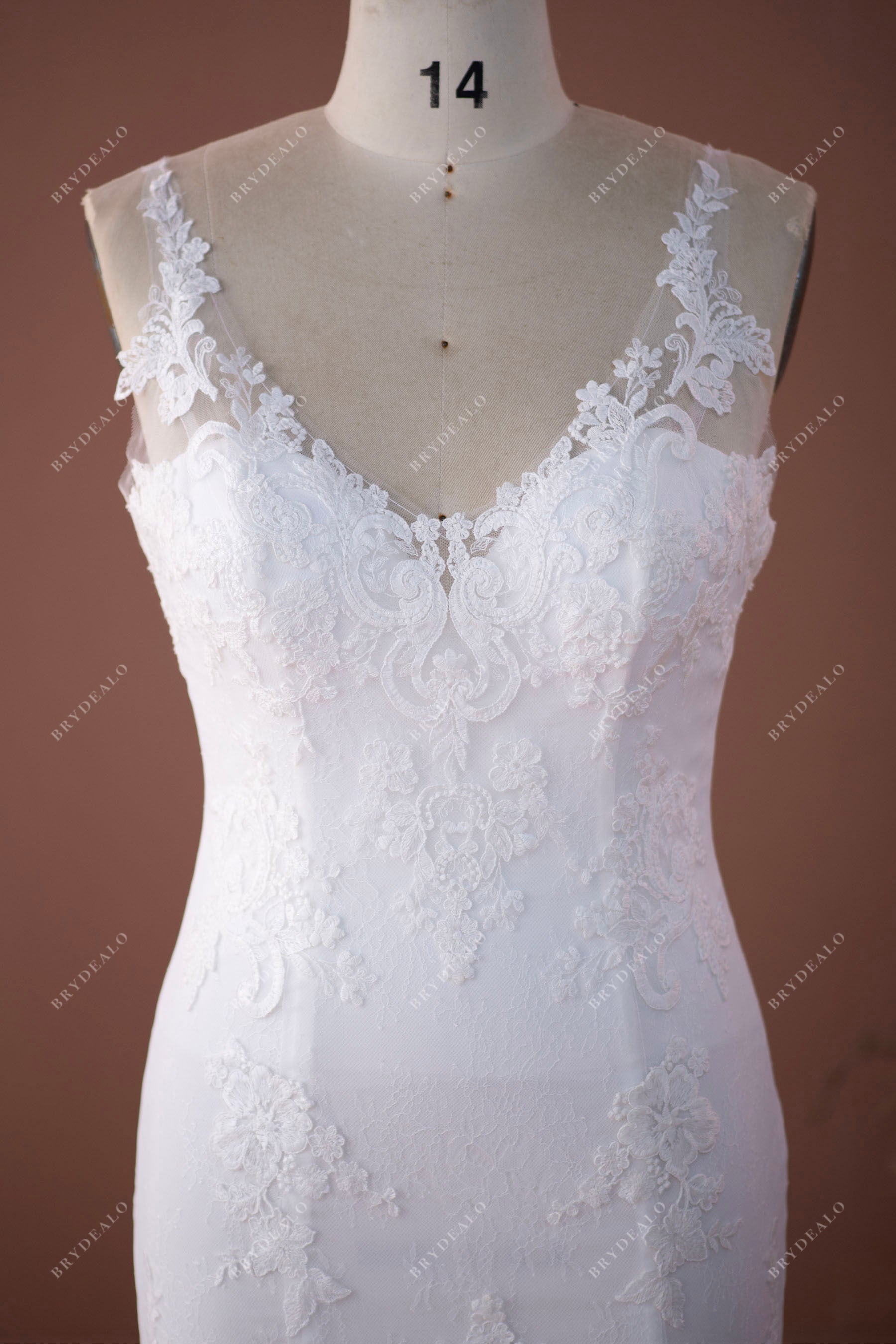 illusion shoulder straps lace bridal gown