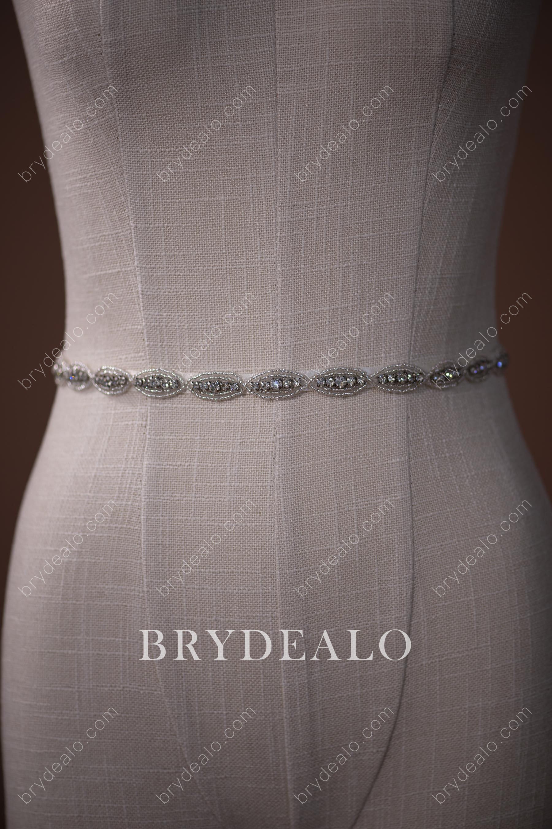 Stylish Oval Crystals Beaded Bridal Sash