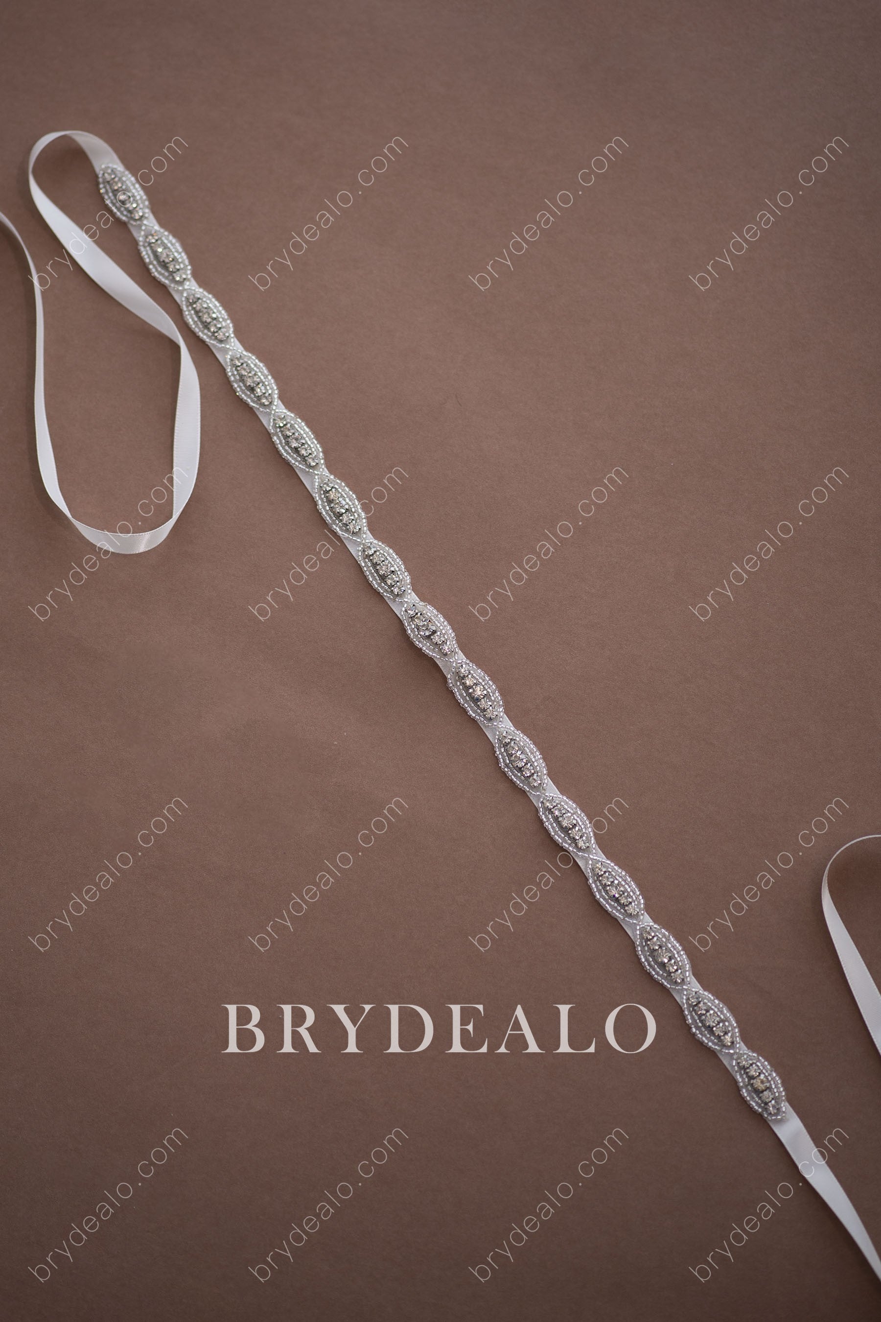 Stylish Oval Crystals Beaded Bridal Sash for Wholesale