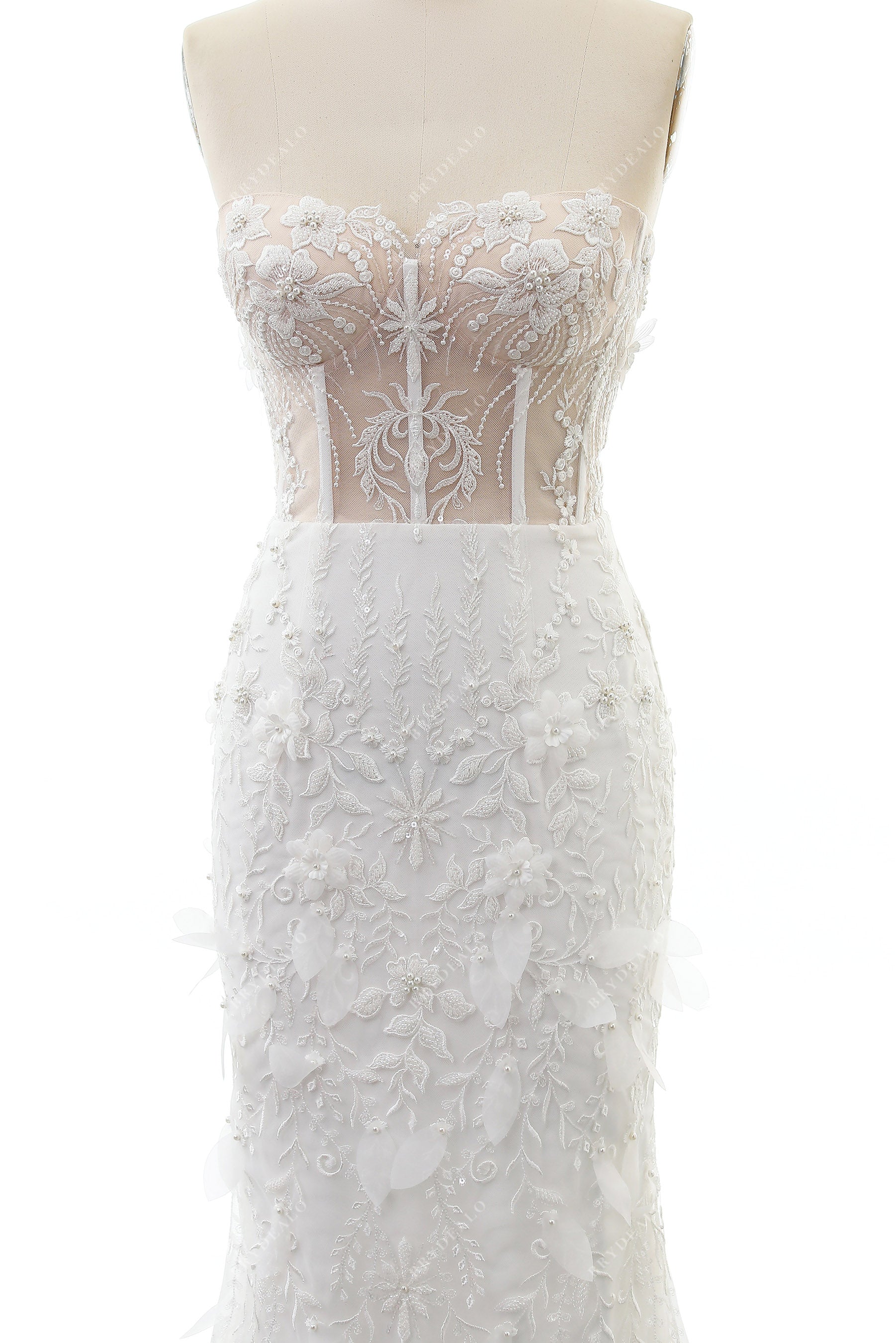 3D petals wedding gown
