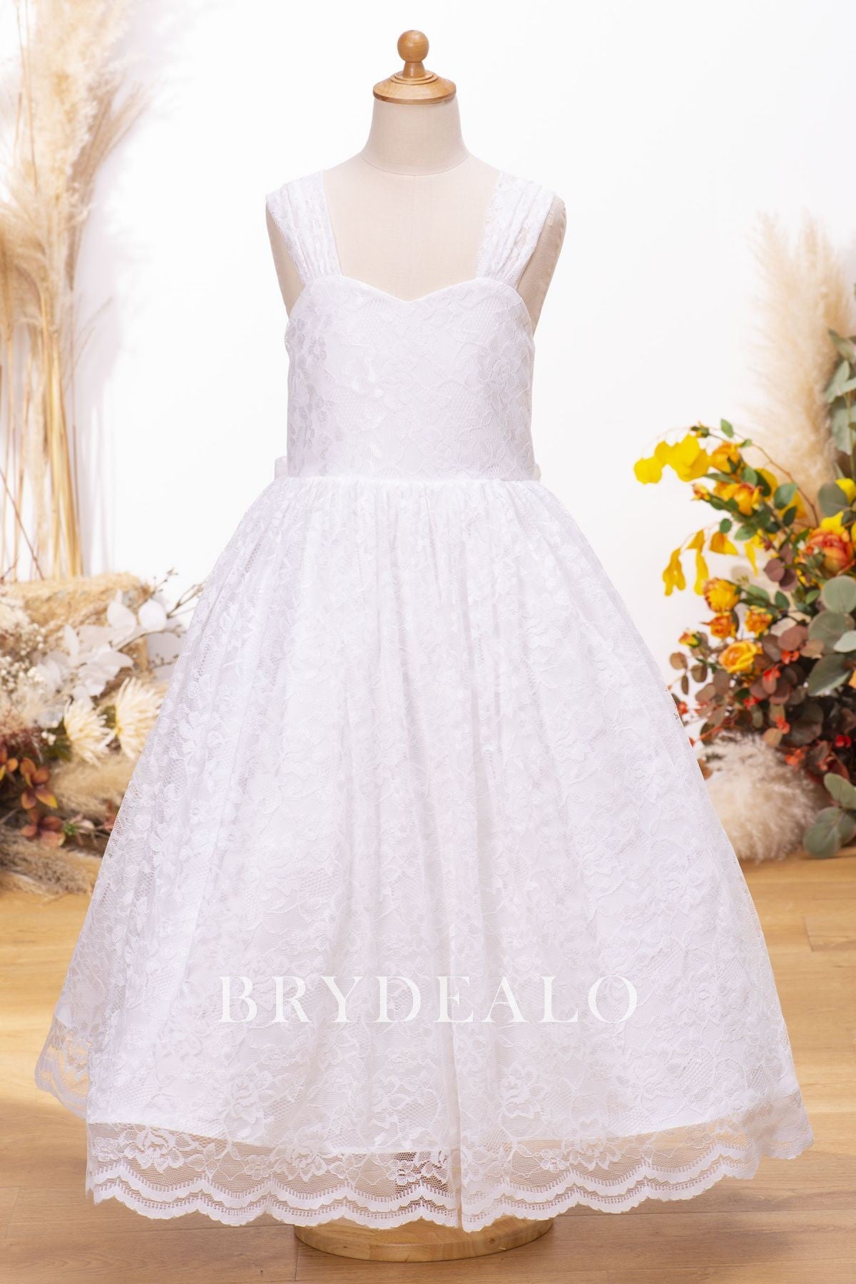 Straps Ankle Length Flower Girl Dress