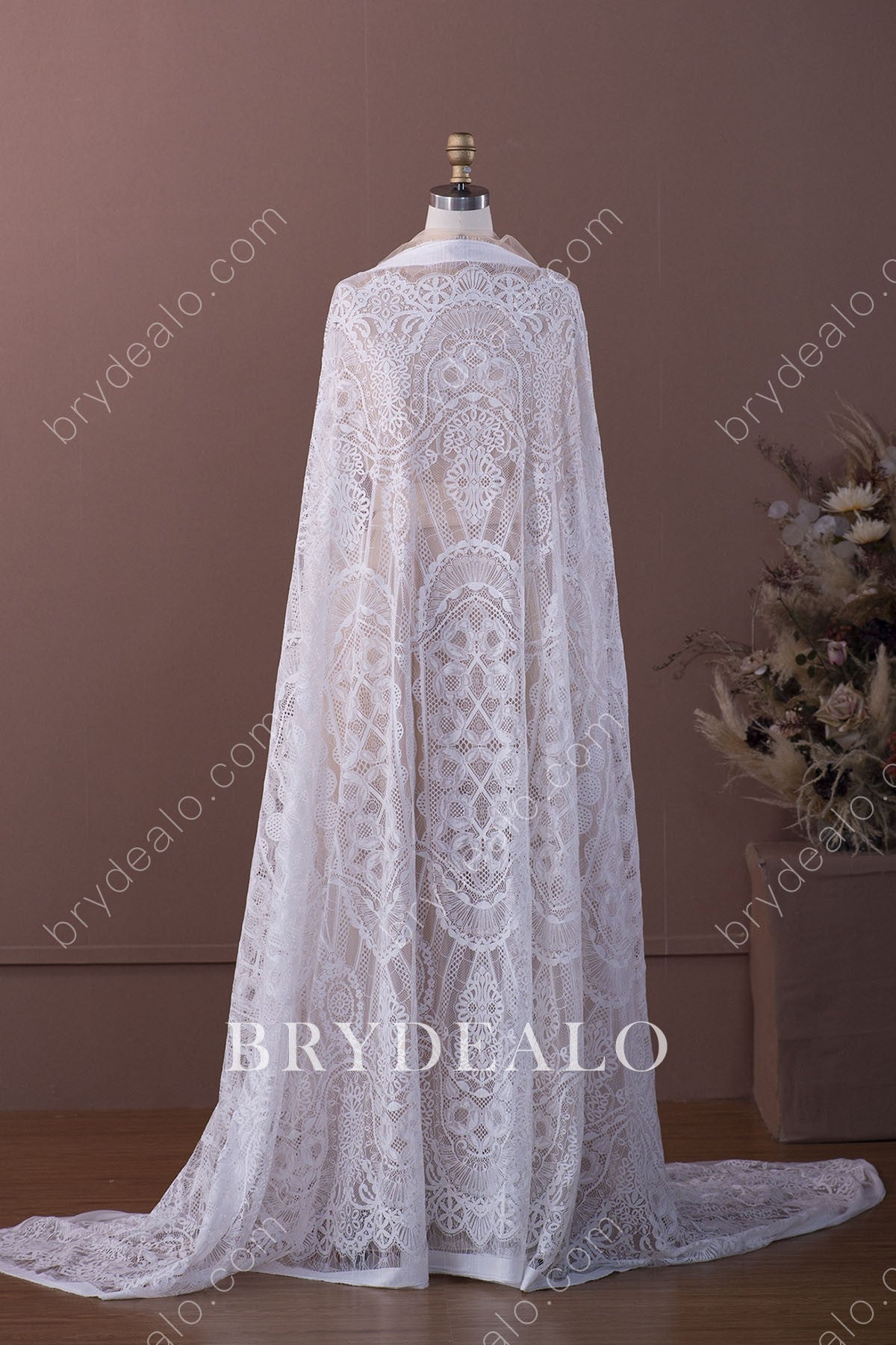 Symmetrical Pattern Crochet Bridal Lace Fabric
