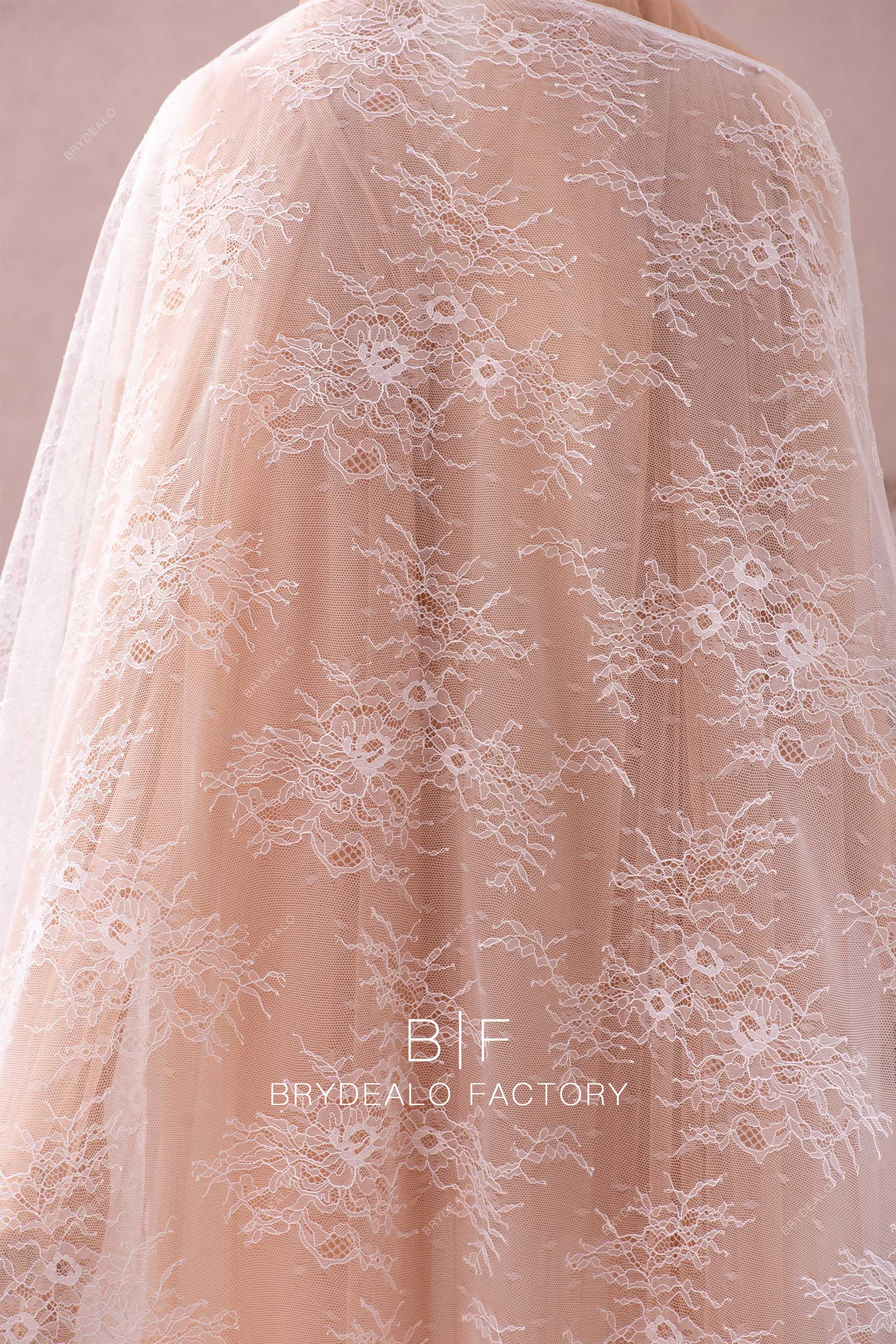 thin corded flower lace fabric