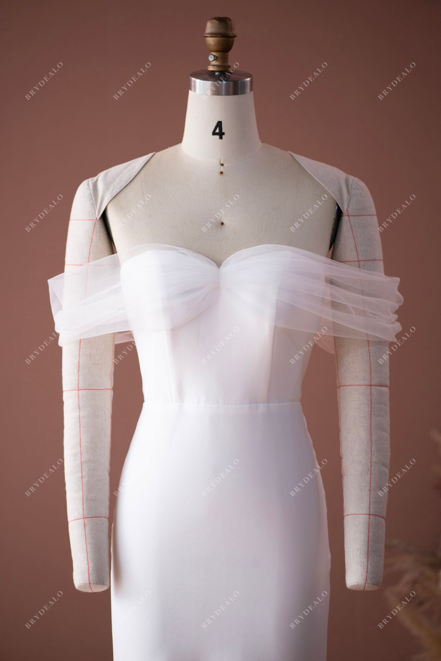 tulle-off-shoulder sweetheart neck fishtail wedding dress