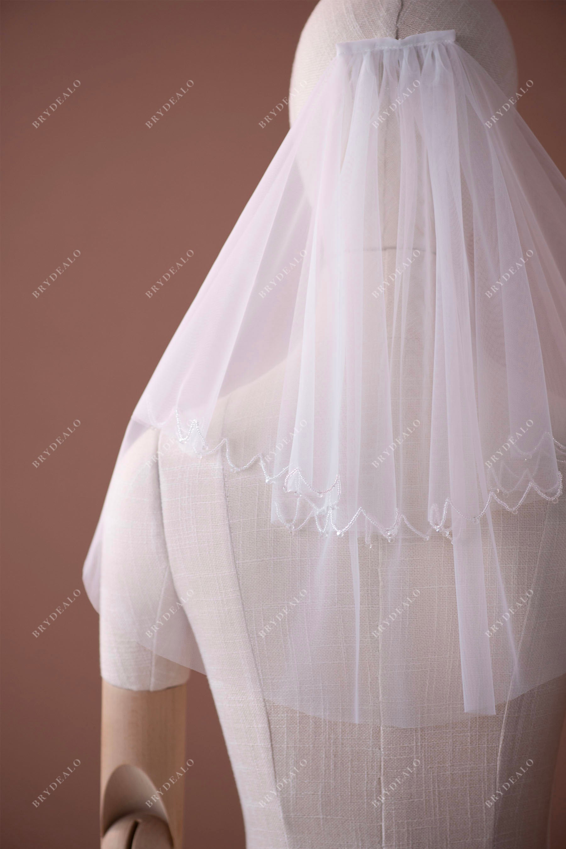 two tier beaded veil shoulder length veil