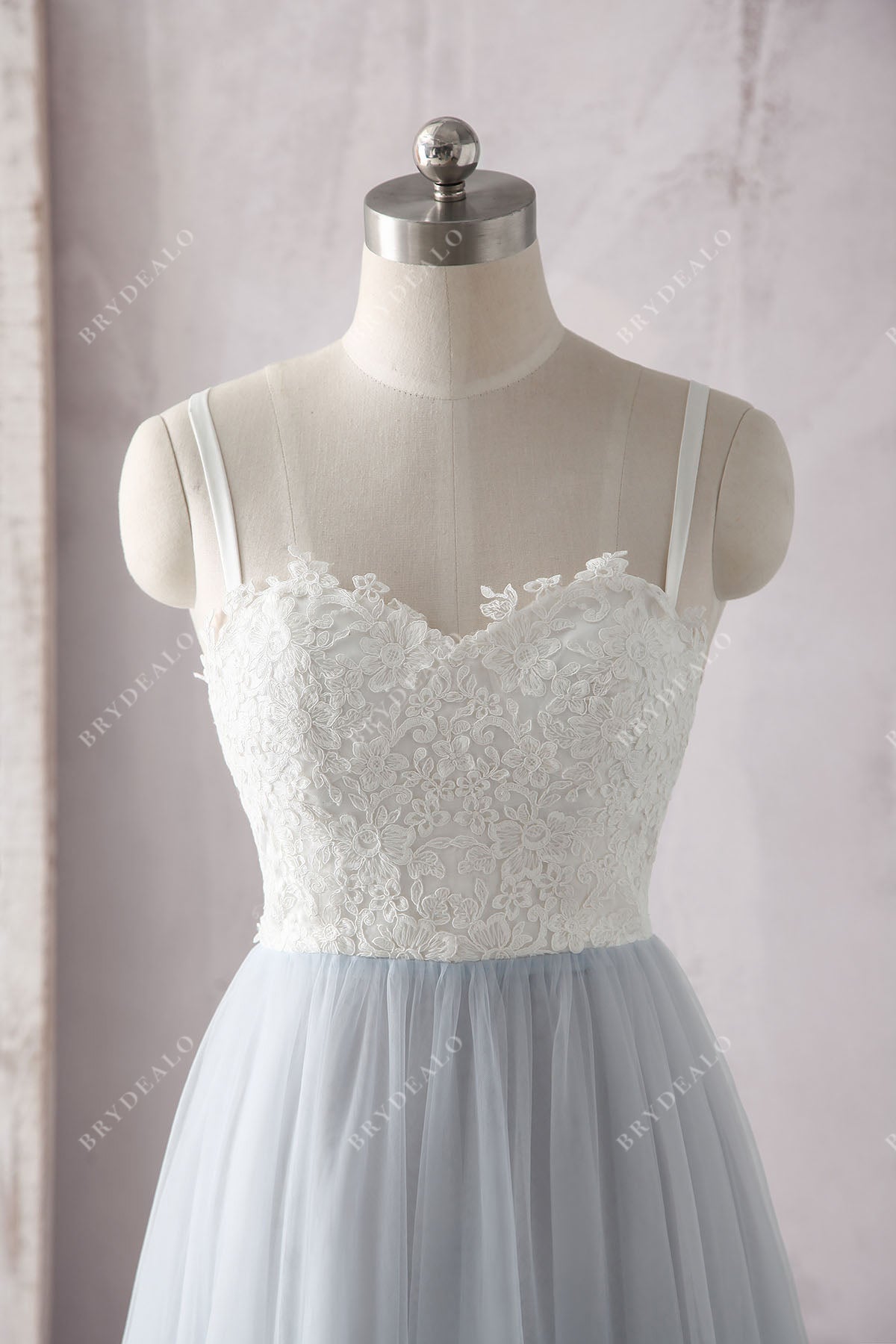 two-tone lace sweetheart spaghetti straps bridal dress