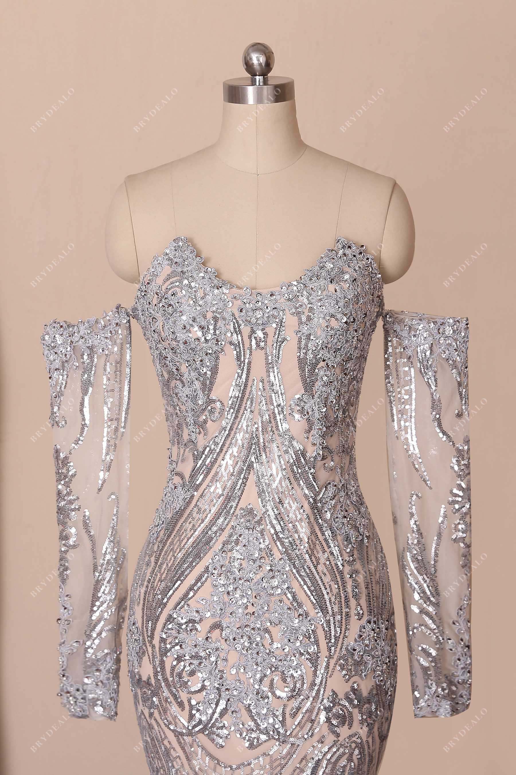 unique patterned sequin prom gown