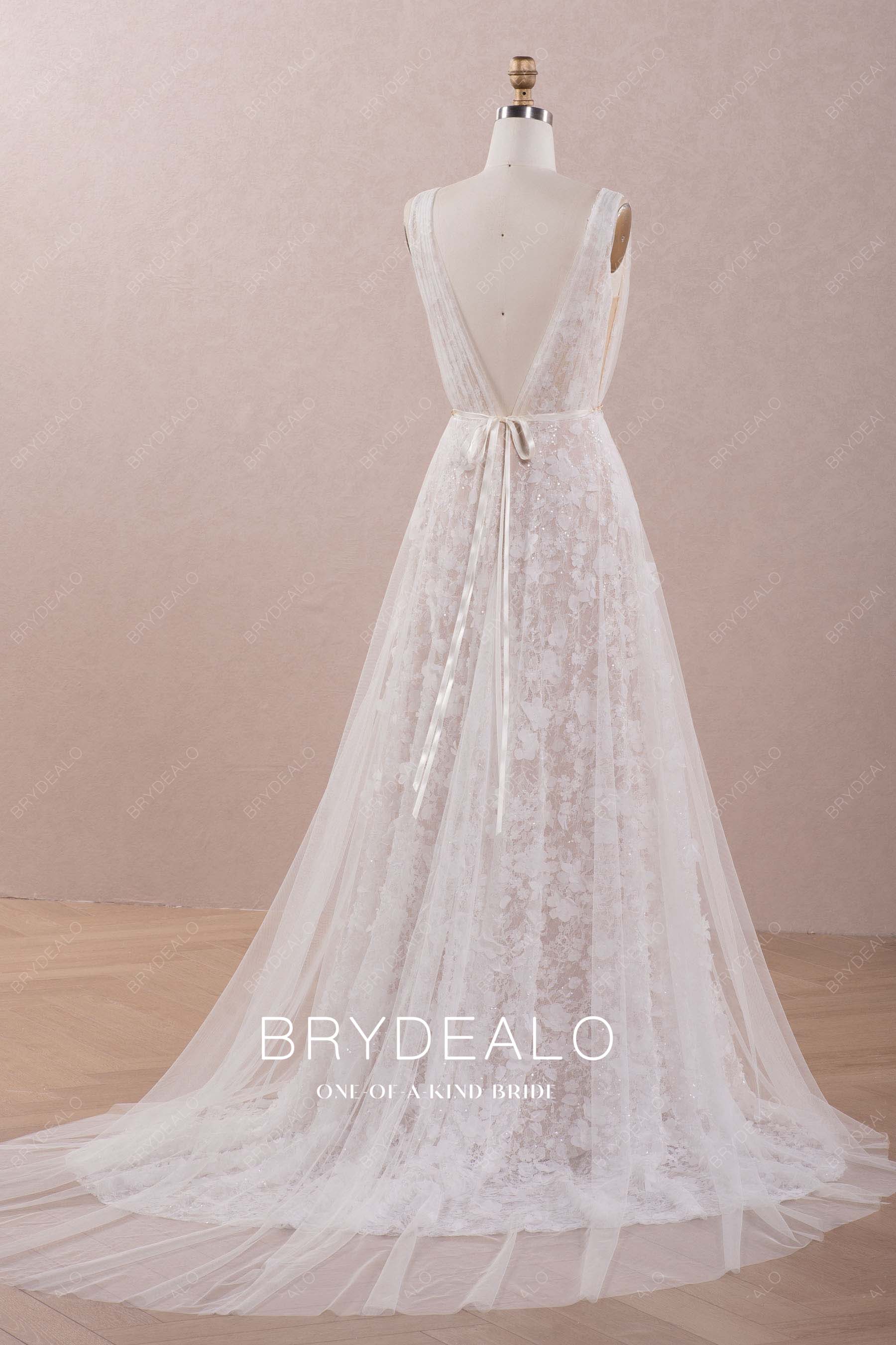 v-back long wedding dress