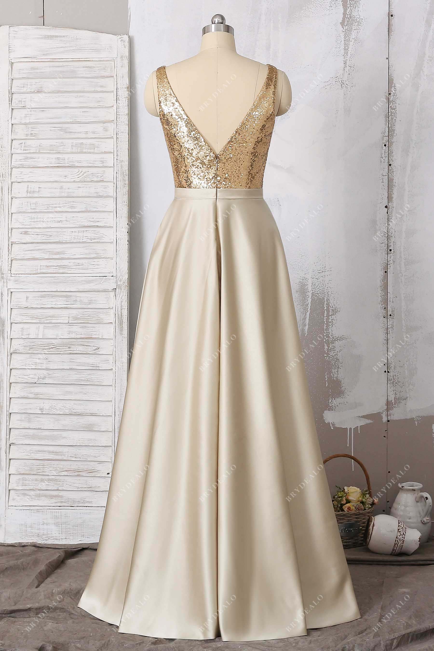 V-back sequin prom dress