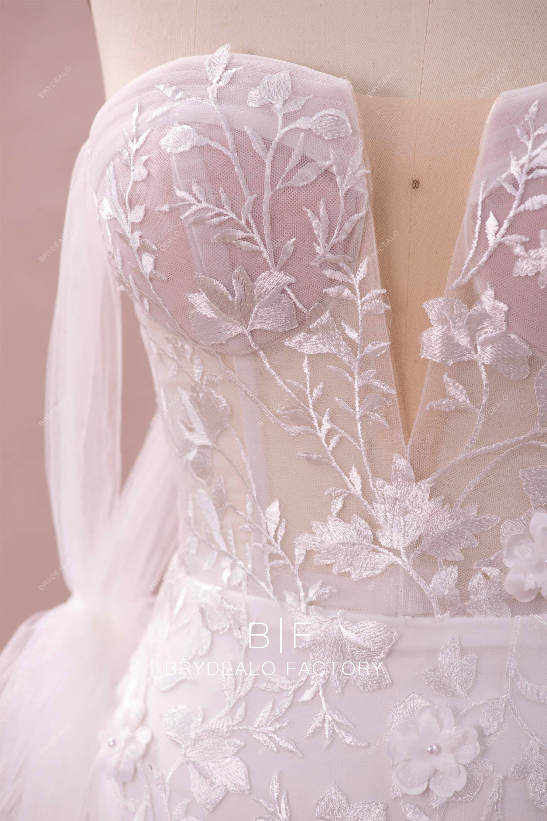 v-cut lace wedding dress