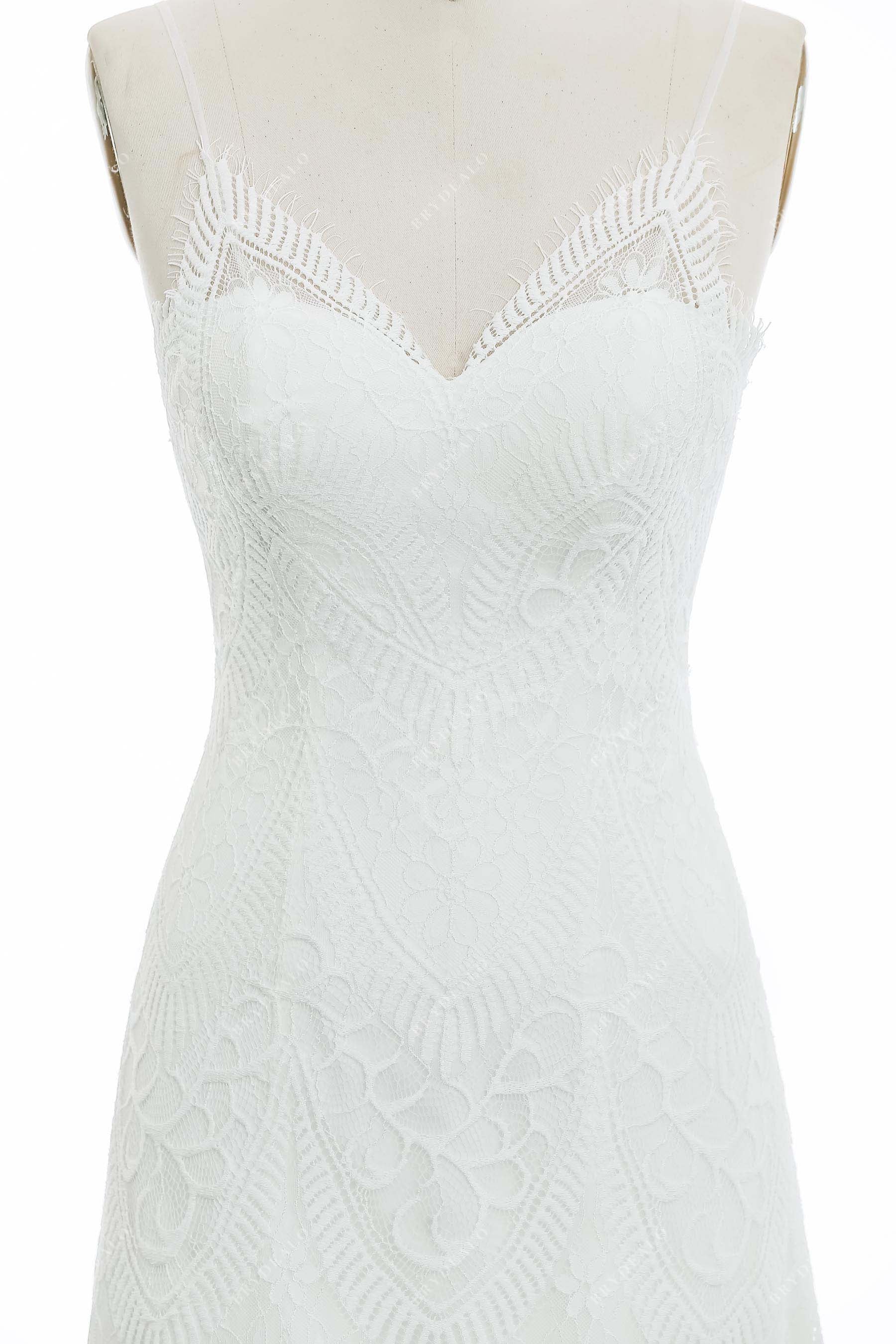 v-neck lace bridal dress