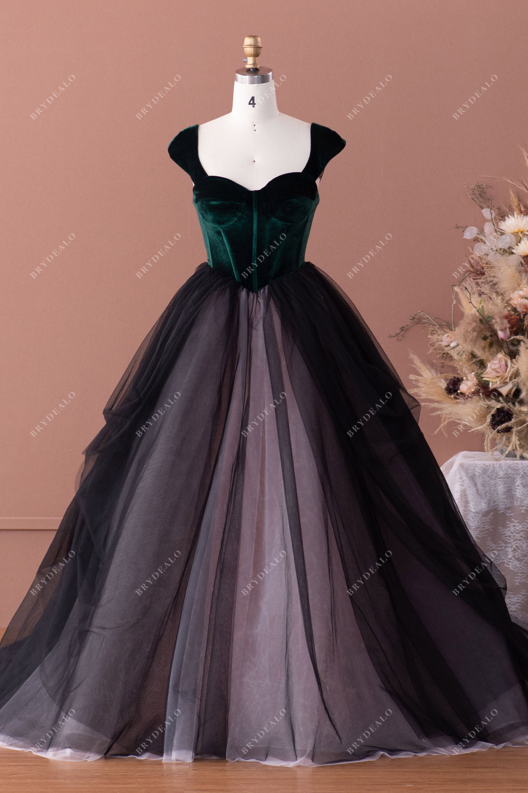 victoria velvet tulle colored ballgown wedding dress