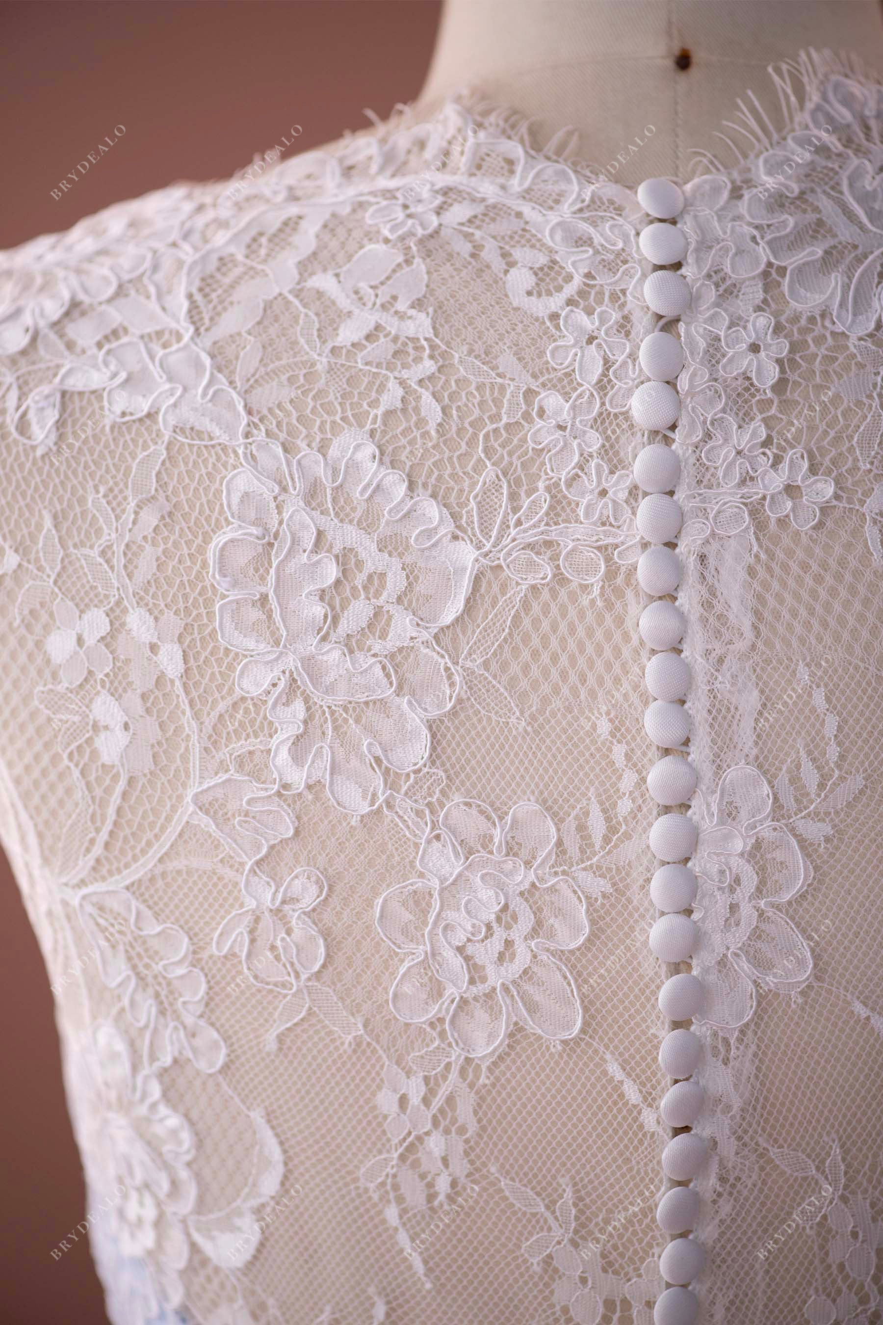 vintage buttoned back lace tea length wedding dress