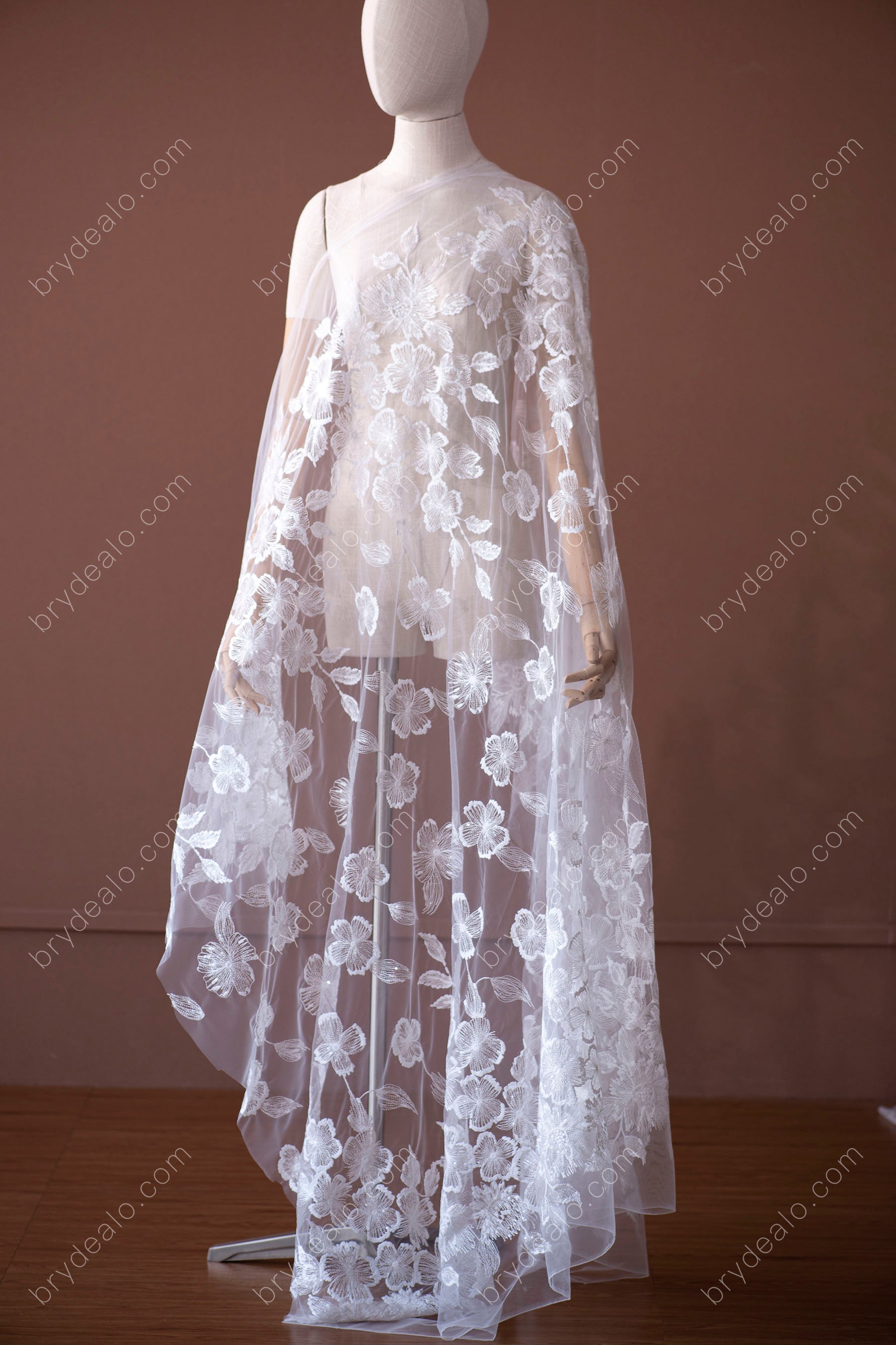 Vintage Sequins Floral Bridal Lace Fabric