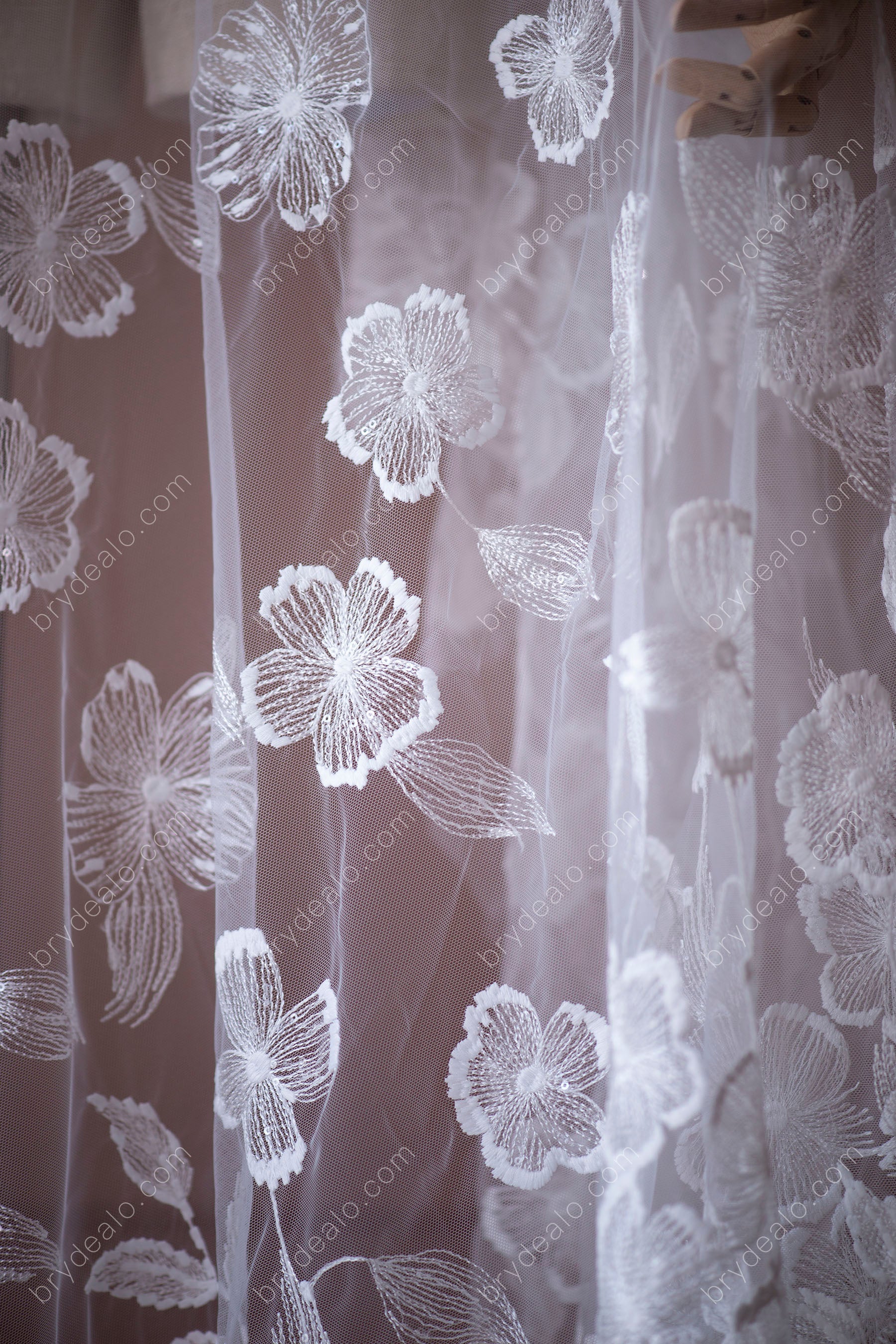 Sequins Floral Bridal Lace Fabric