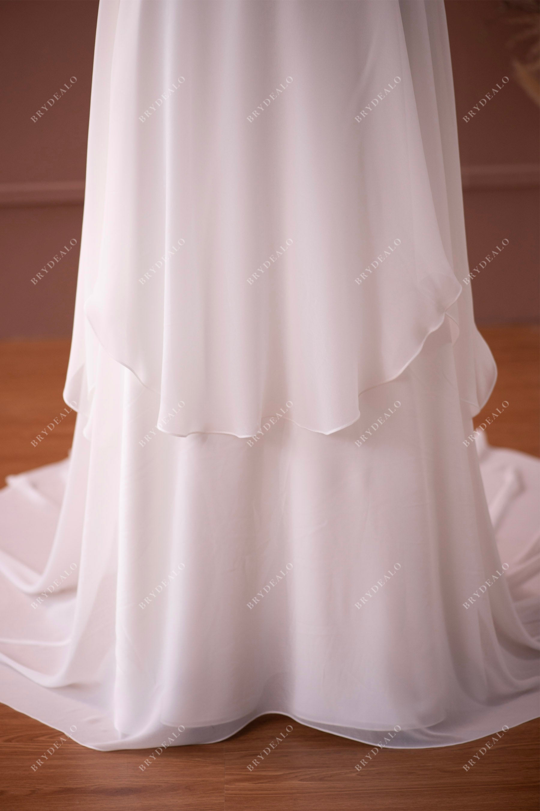 wedding dress tiered chiffon skirt