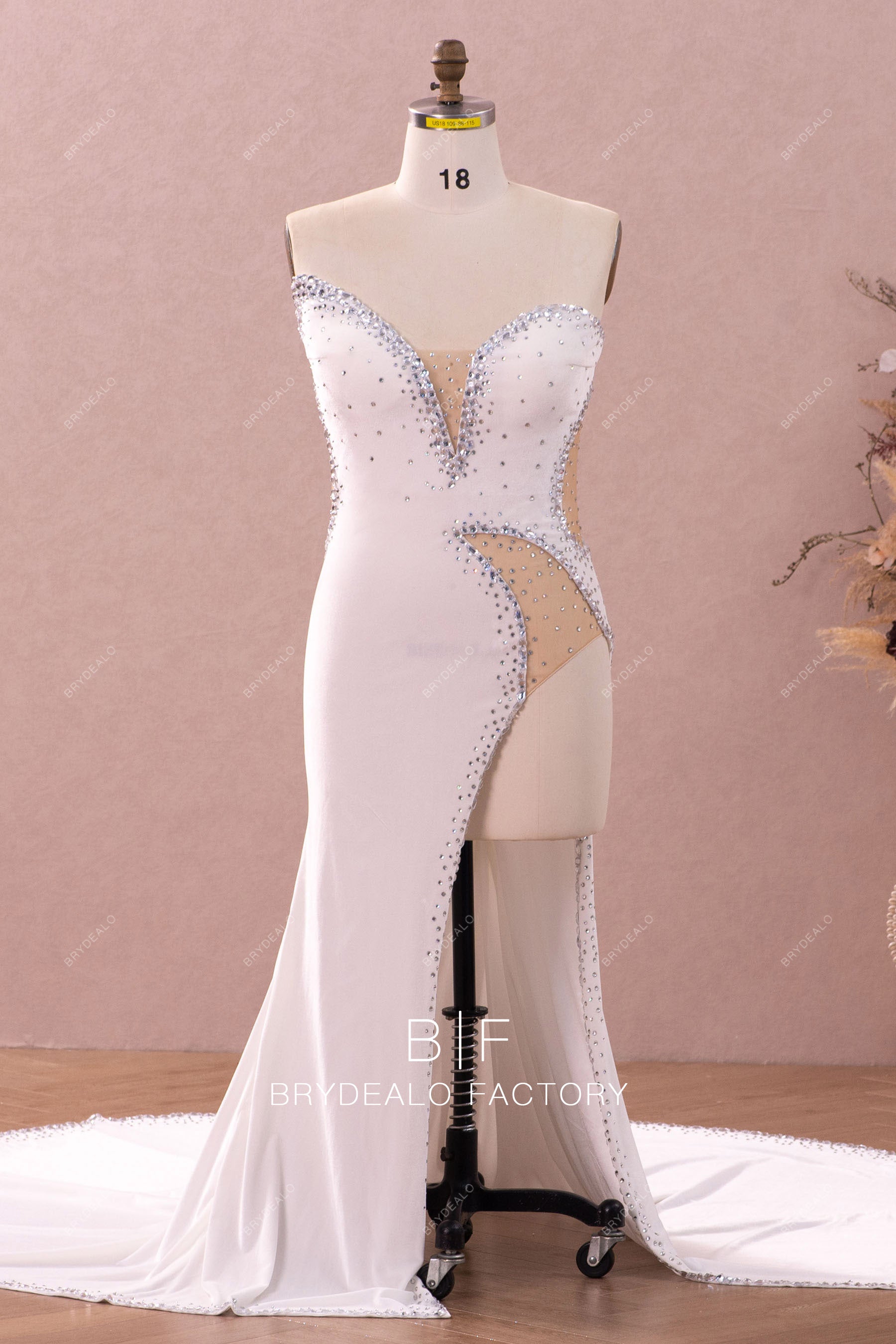 white sexy velvet prom dress