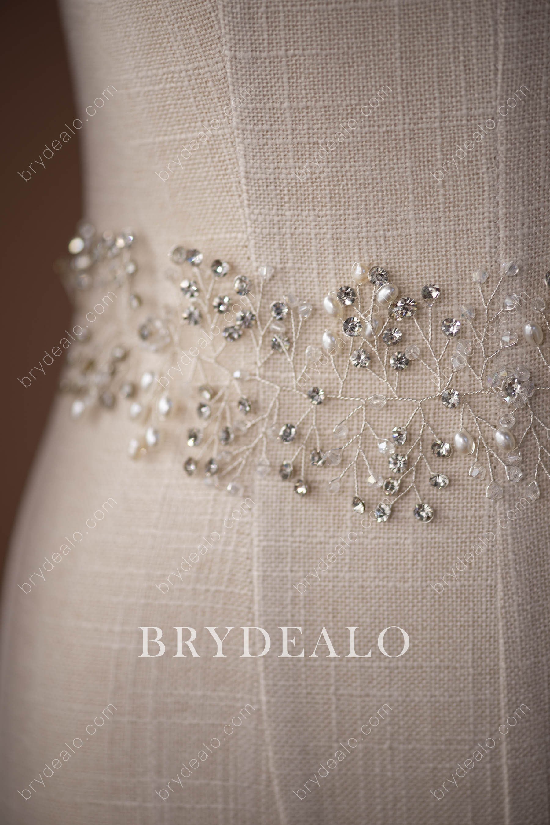 Pearl Rhinestone Bridal Sash for Wholesale