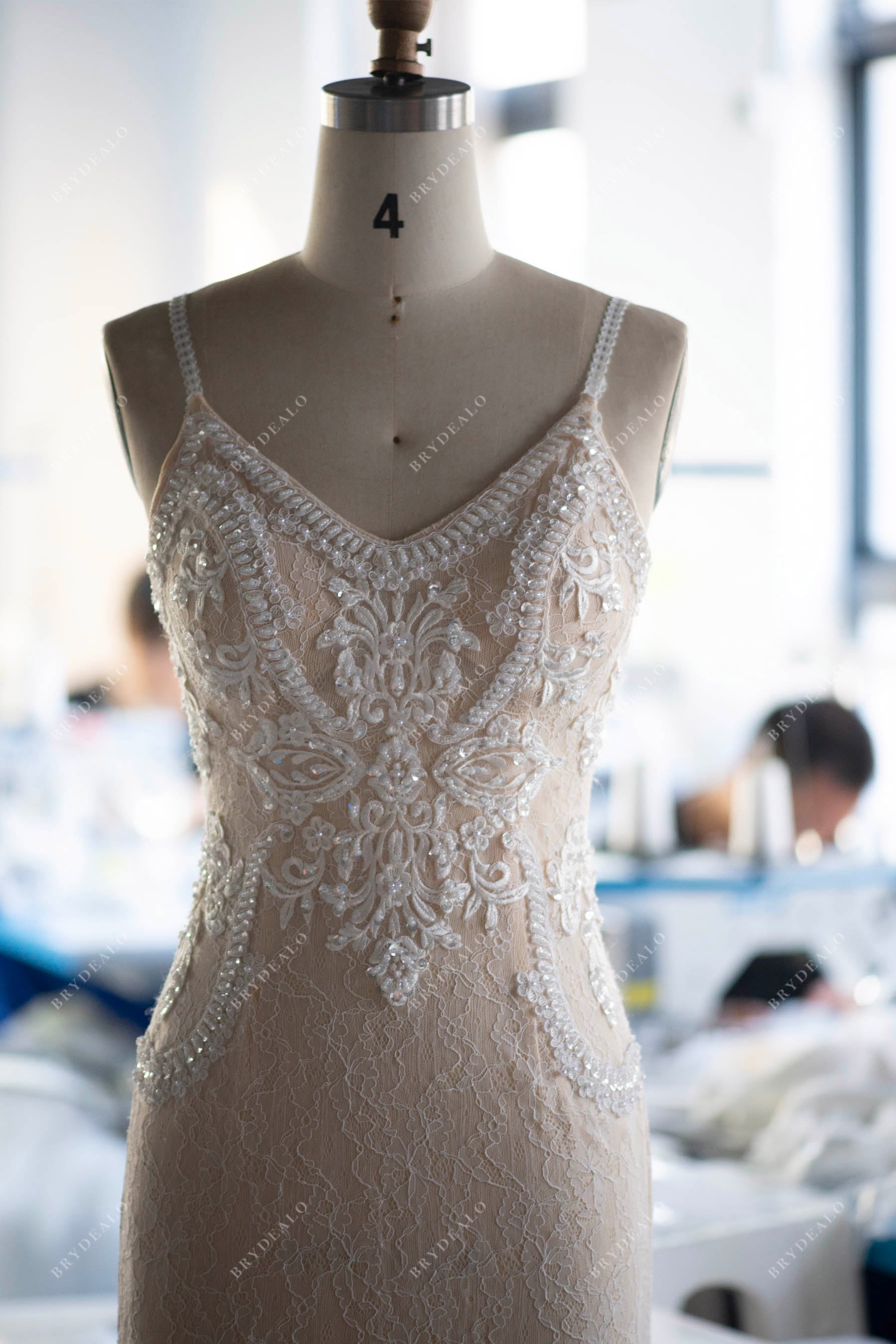 wholesale beaded lace mermaid wedding dress