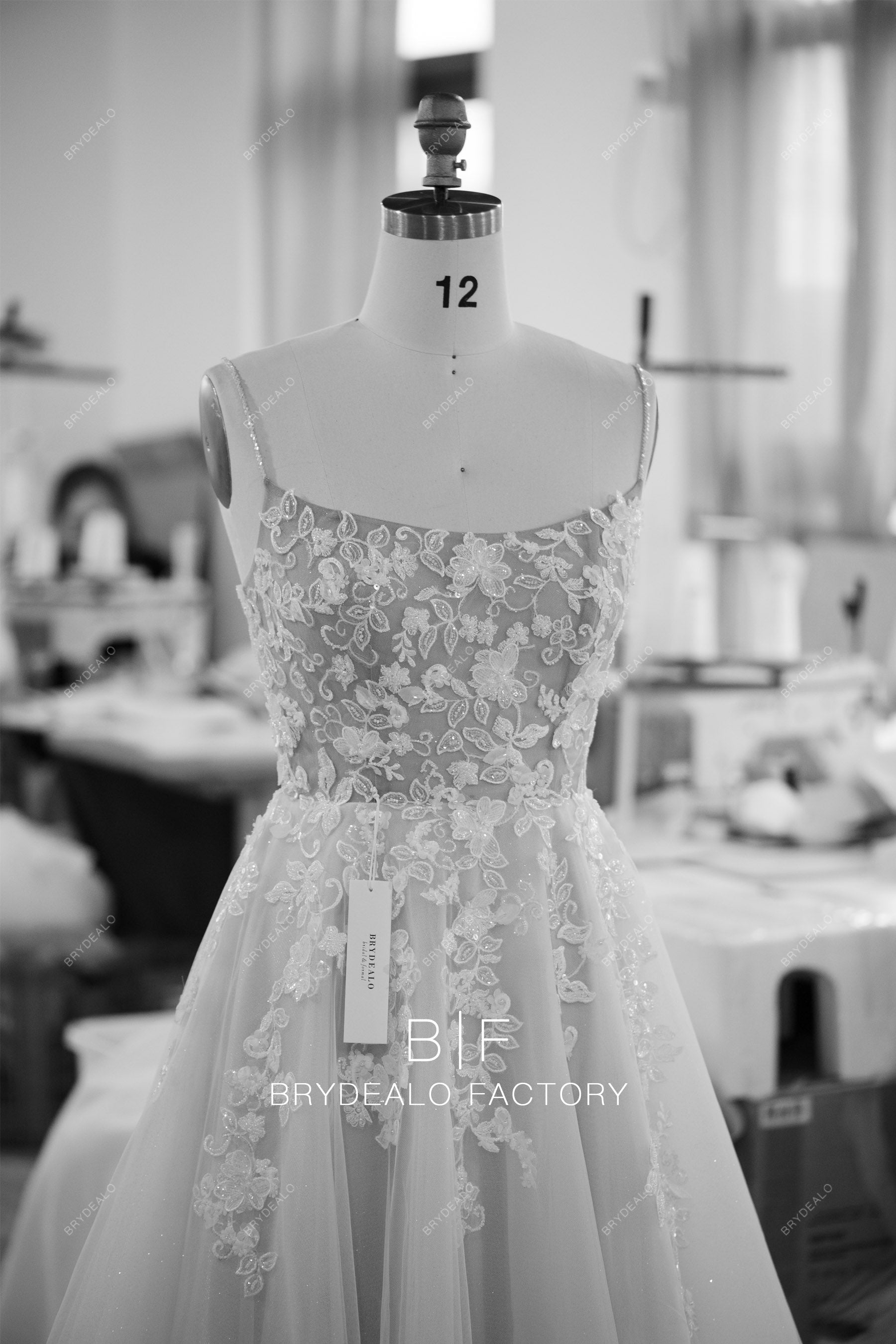 wholesale beaded straps flower lace wedding dress