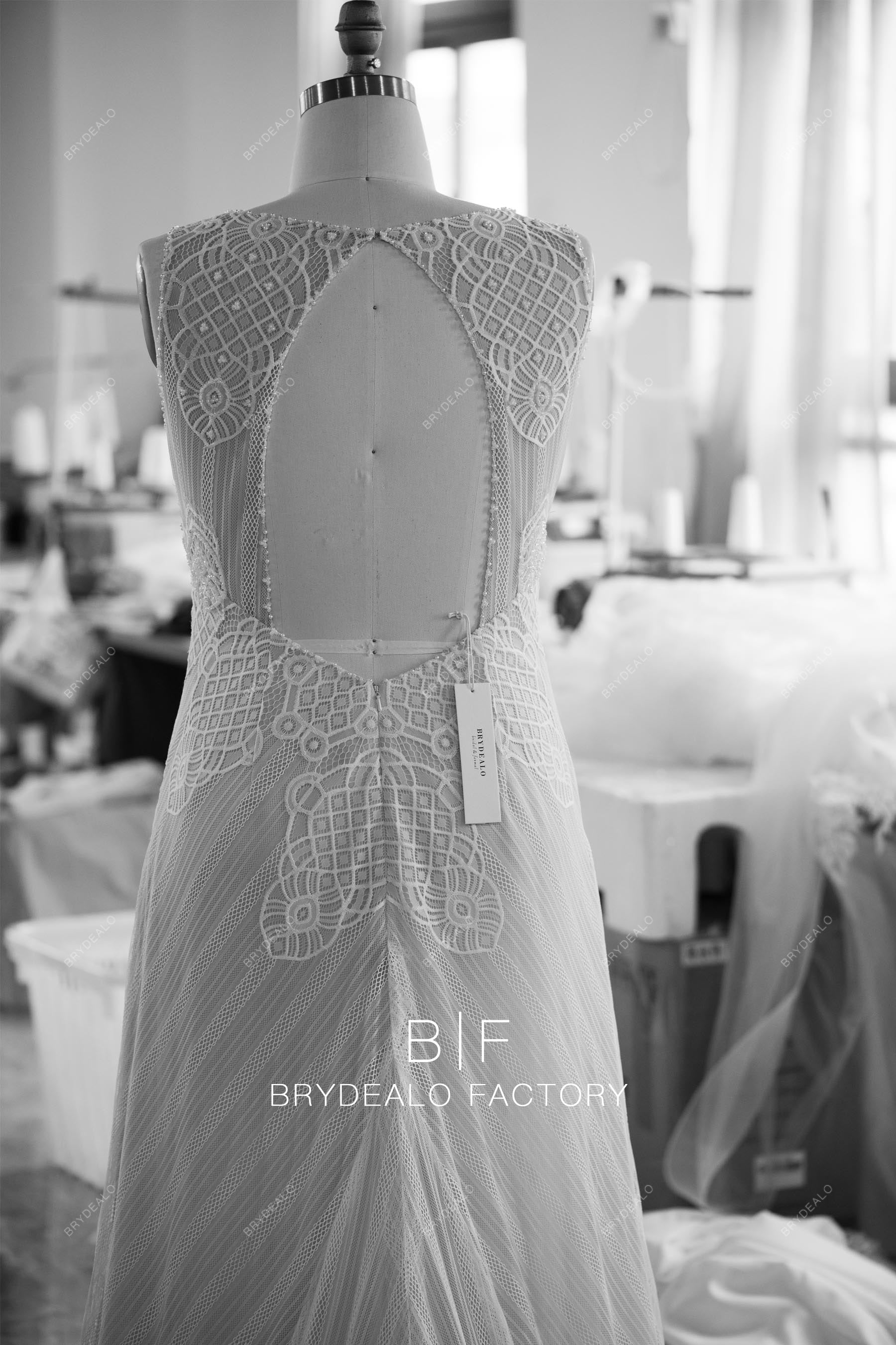 wholesale boho keyhole lace wedding dress