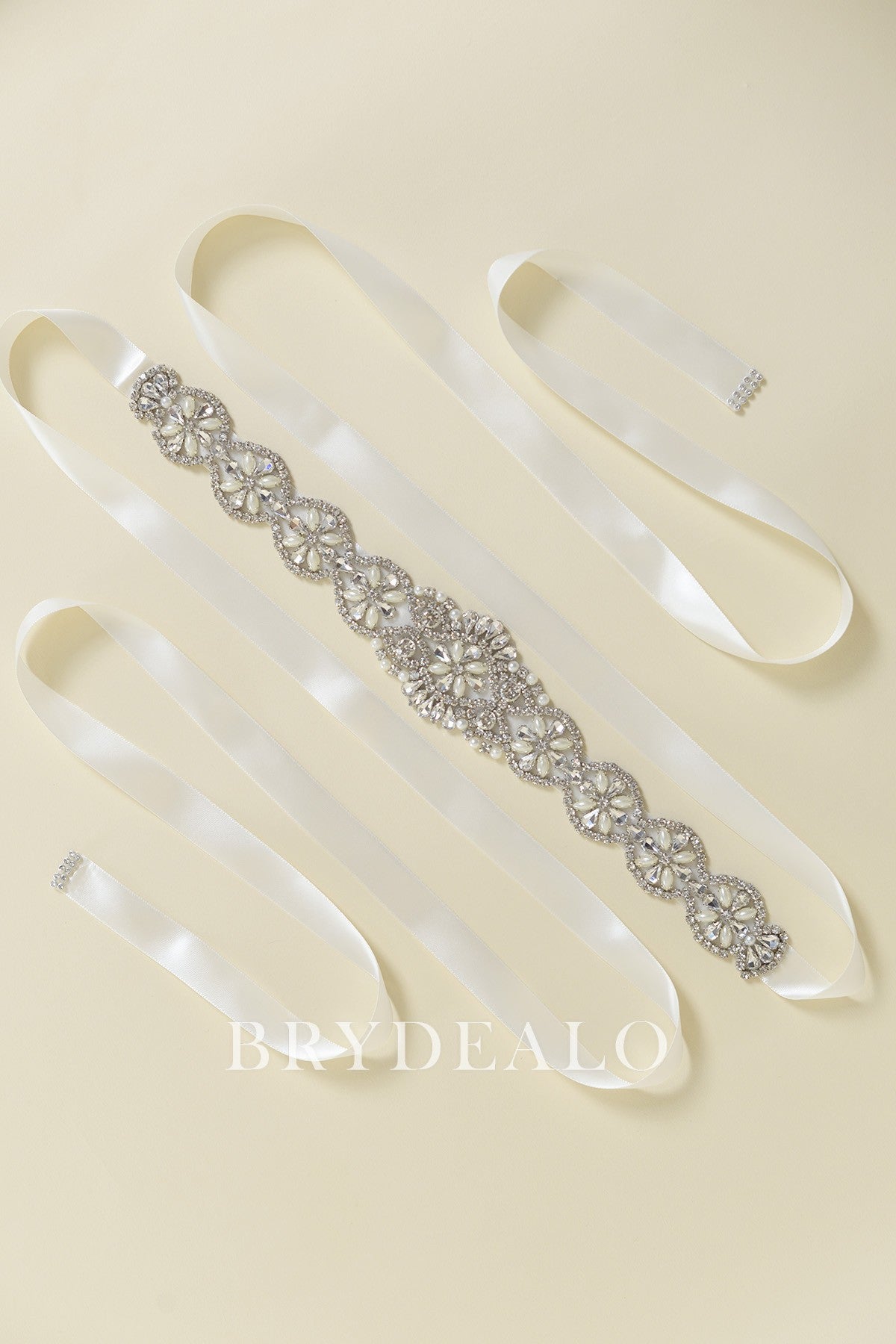 Bright Crystals Pearls Bridal Sash for Wholesale