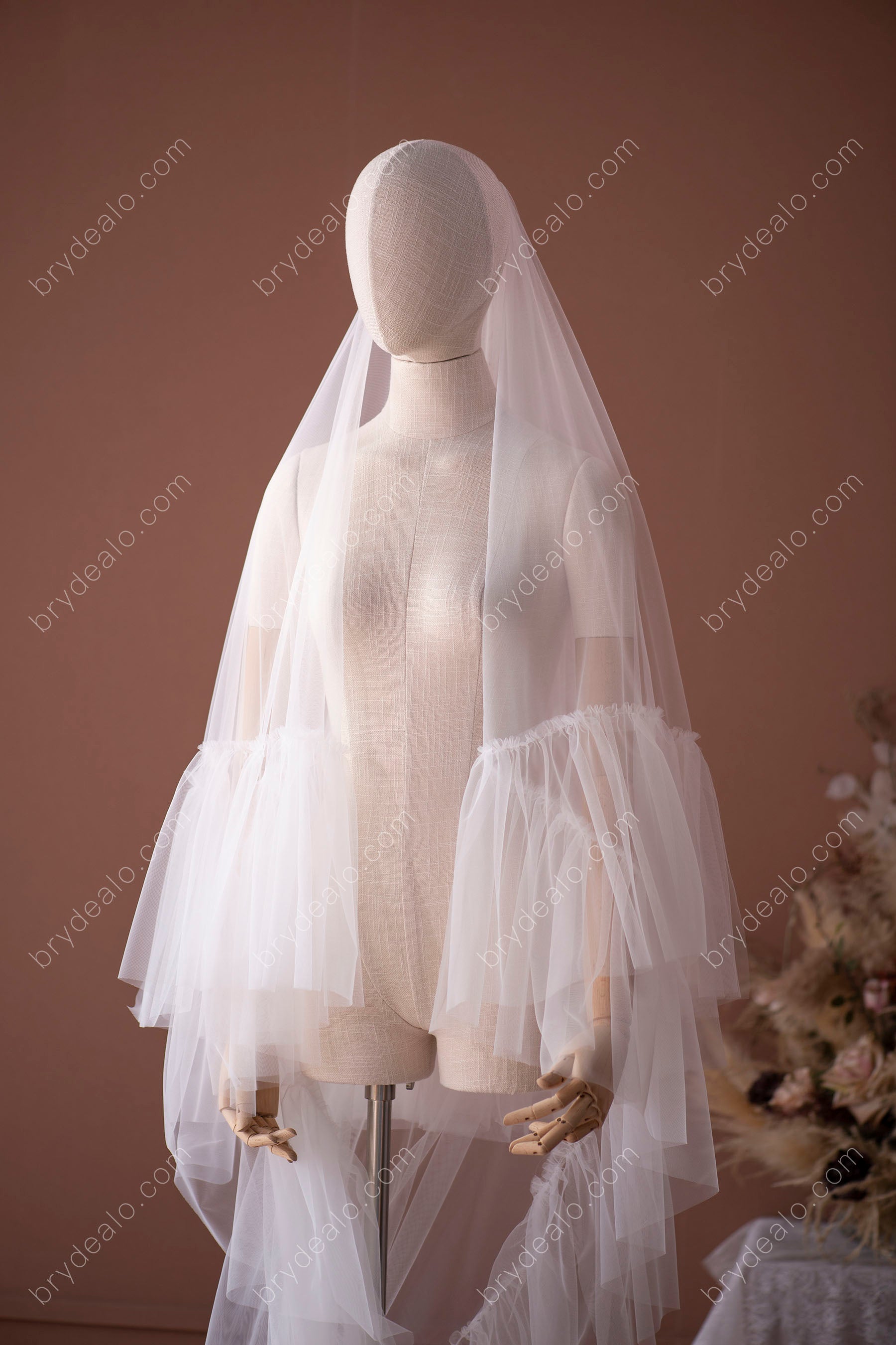 ruffled two-tier wedding veil