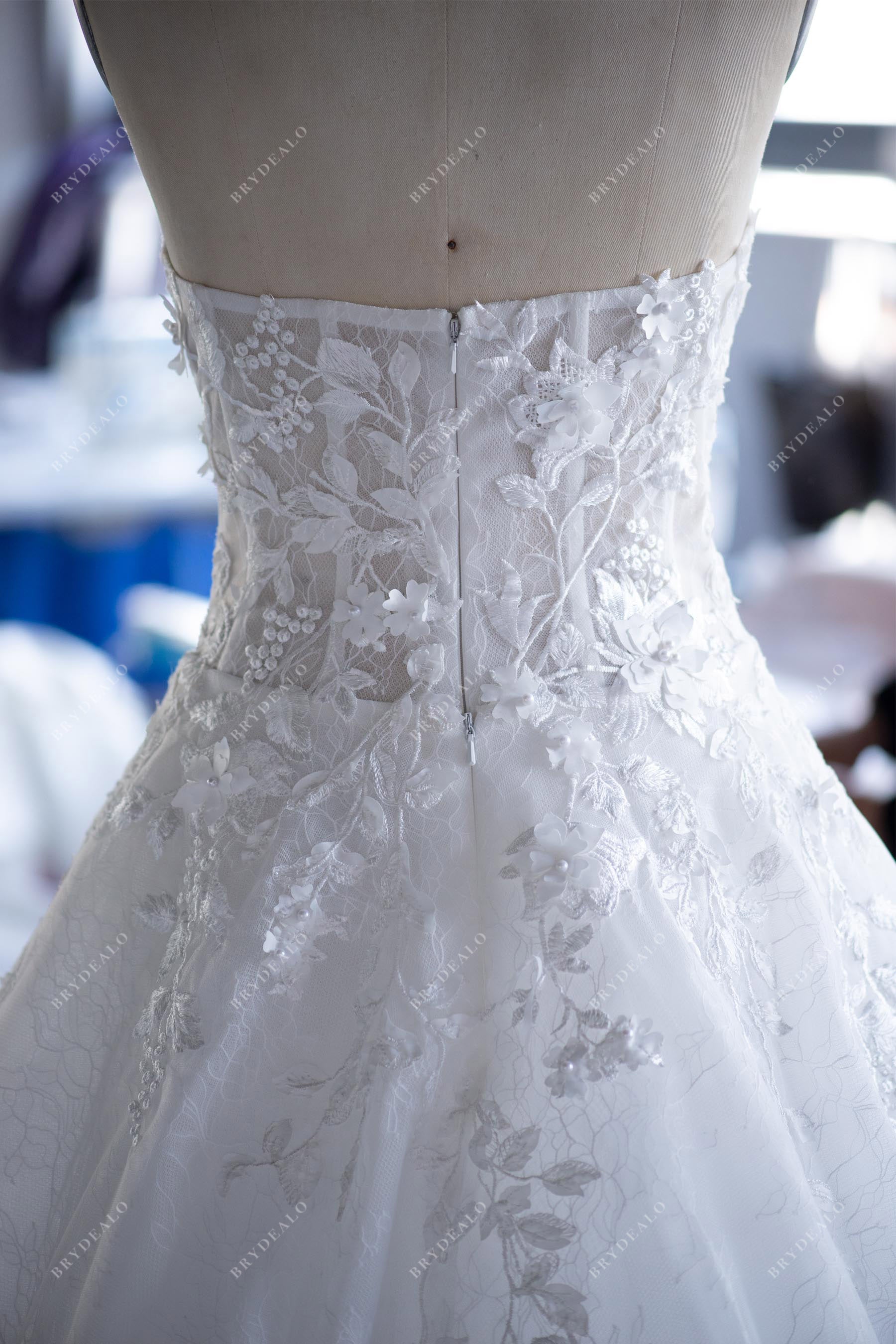 Strapless Corset Lace Long Ballgown Wedding Dress