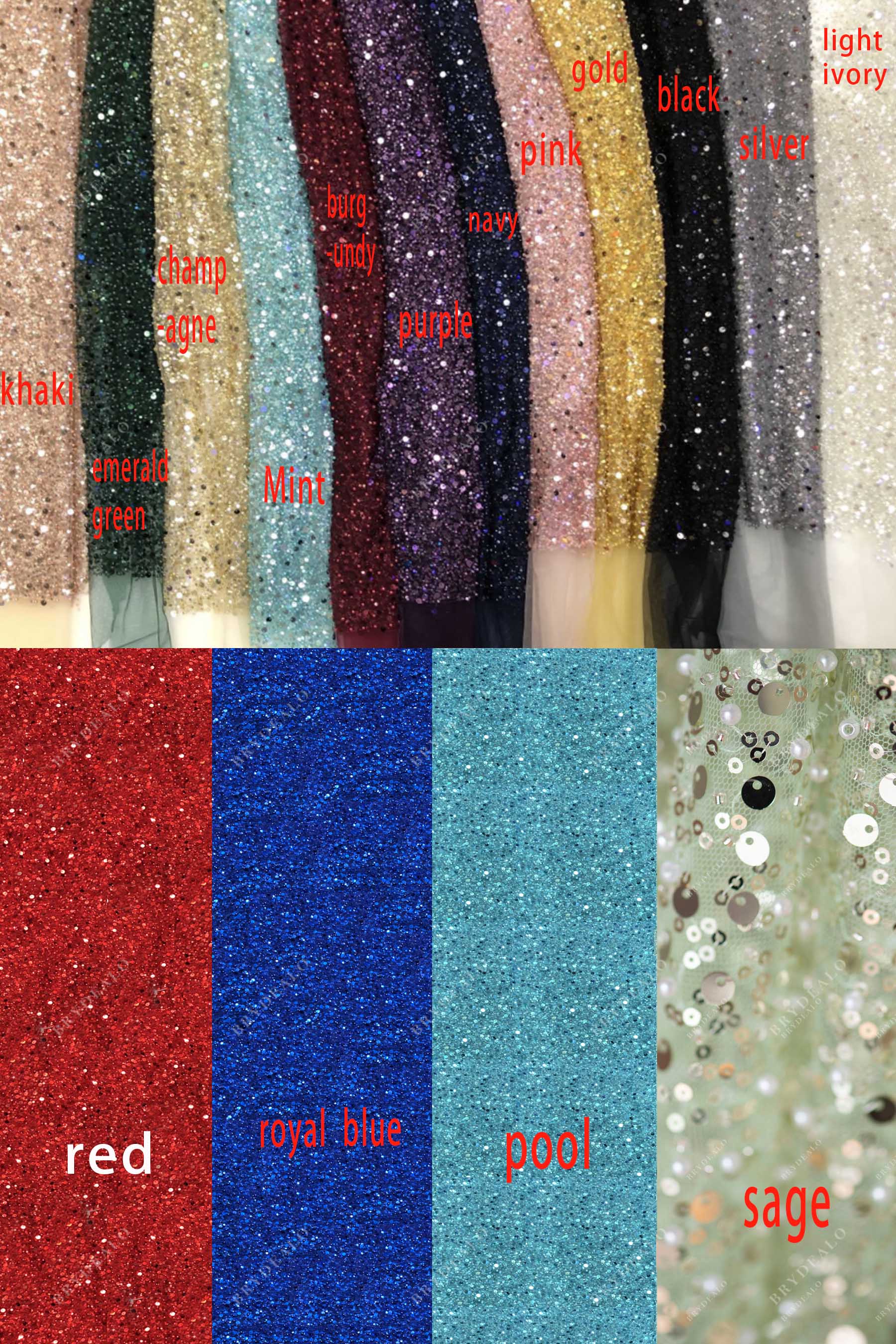 Wholesale Designer Colorful Sparkly Sage Sequined Beading Tulle