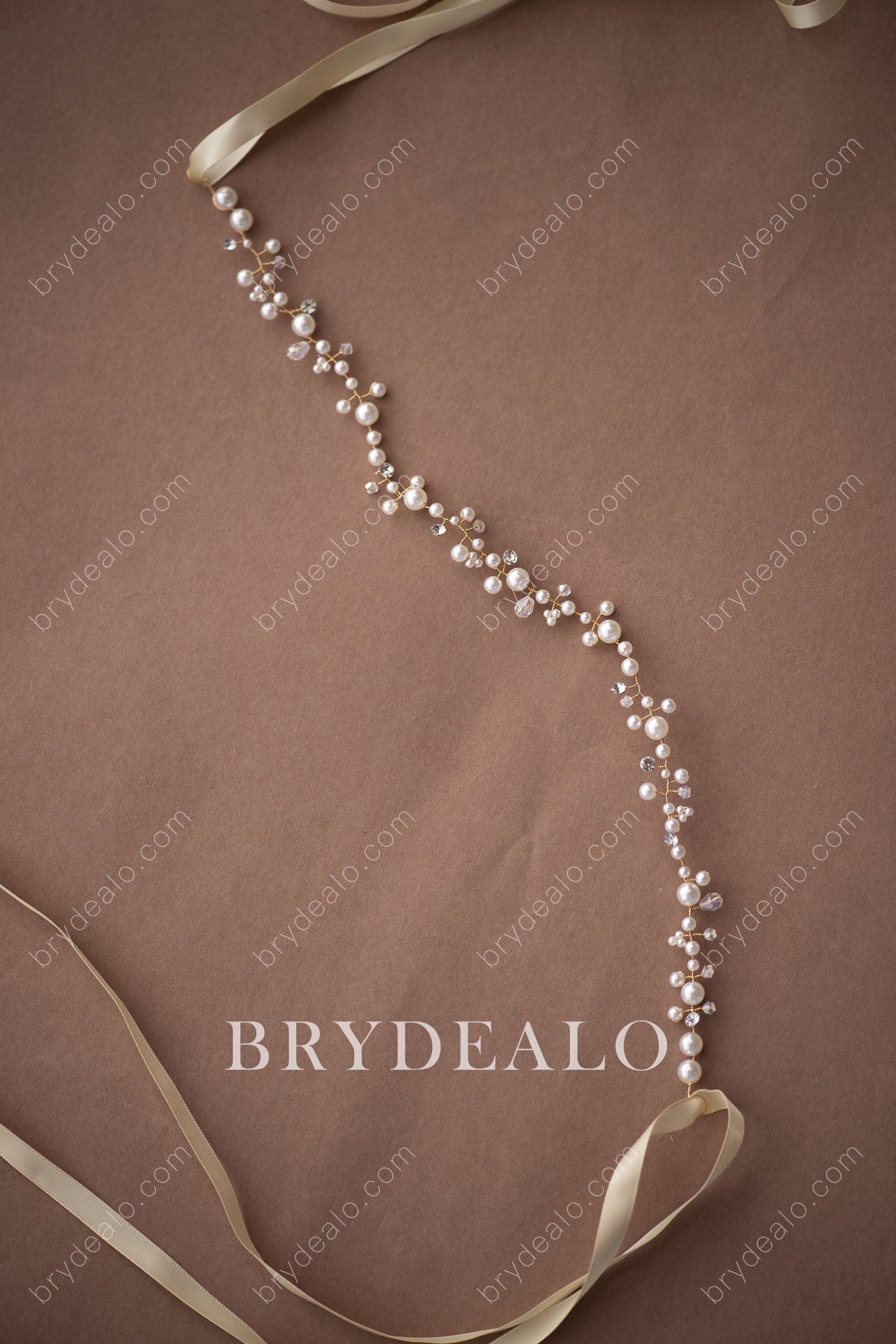 Exquisite Pearls Crystals Bridal Sash for Wholesale