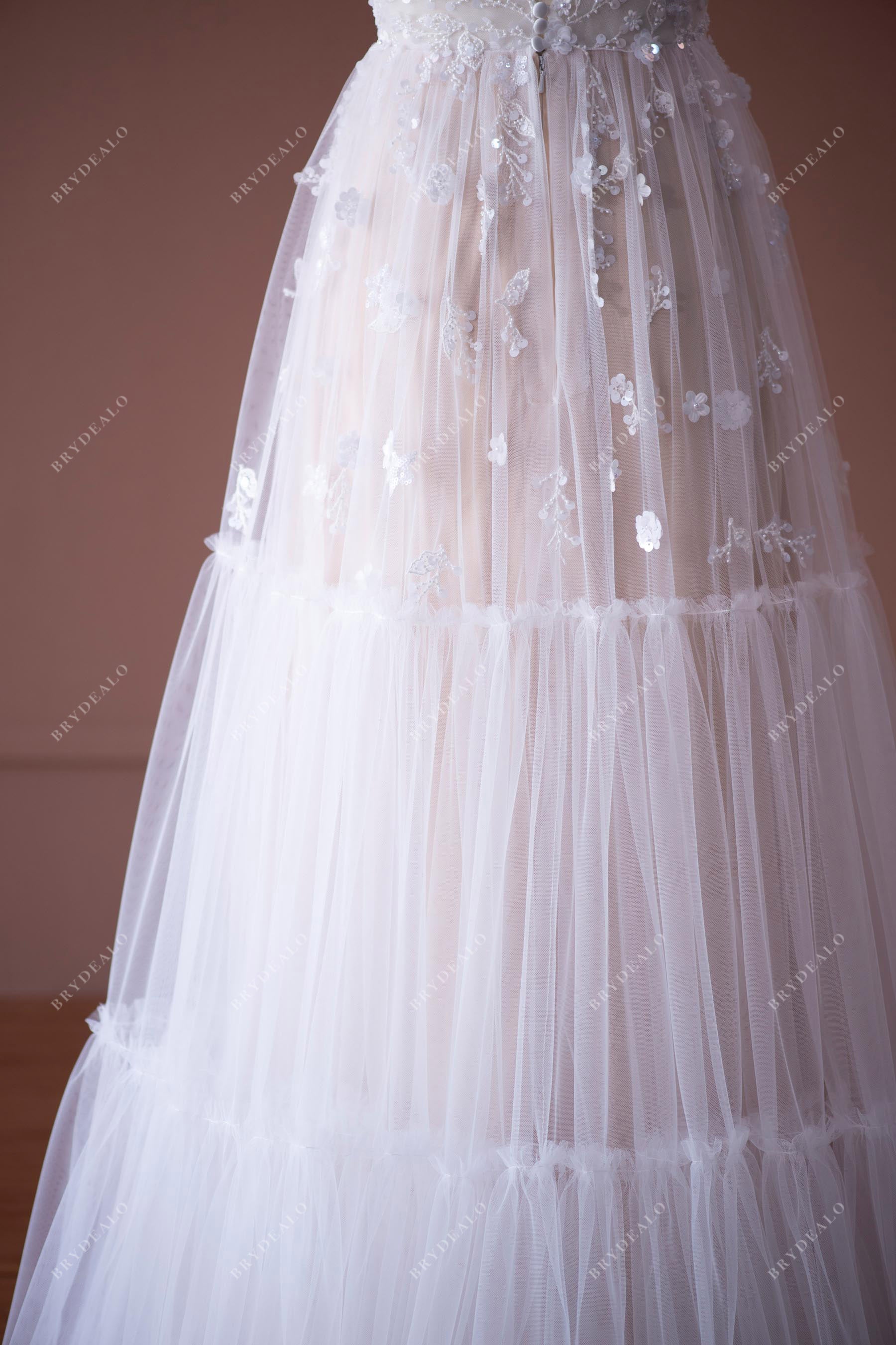 Flower Lace Layered A-line Wedding Dress