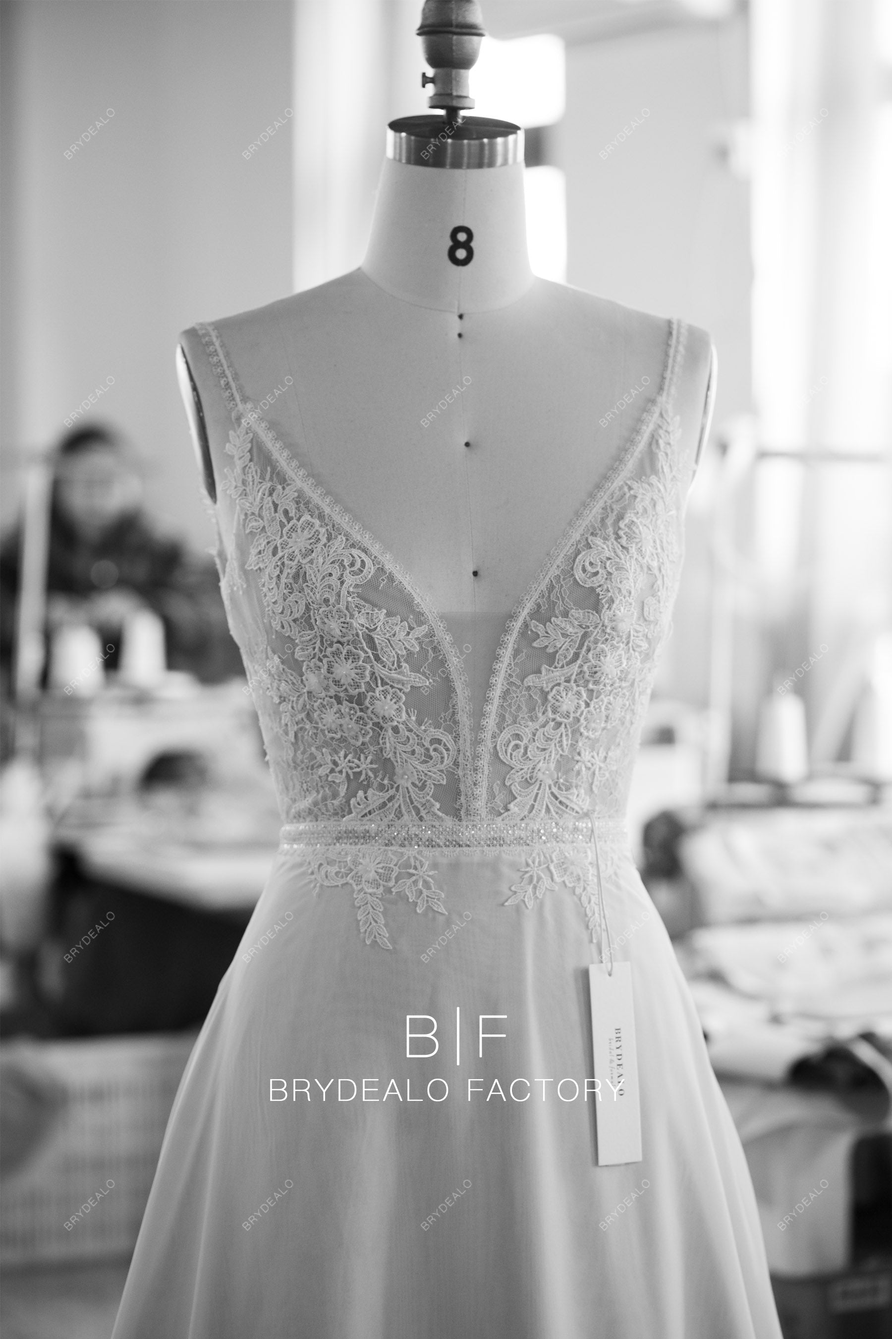 wholesale flower lace chiffon wedding dress