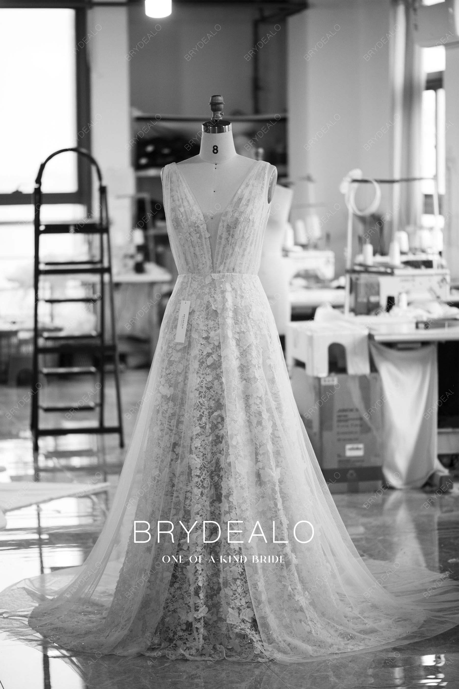 wholesale flower lace tulle wedding dress