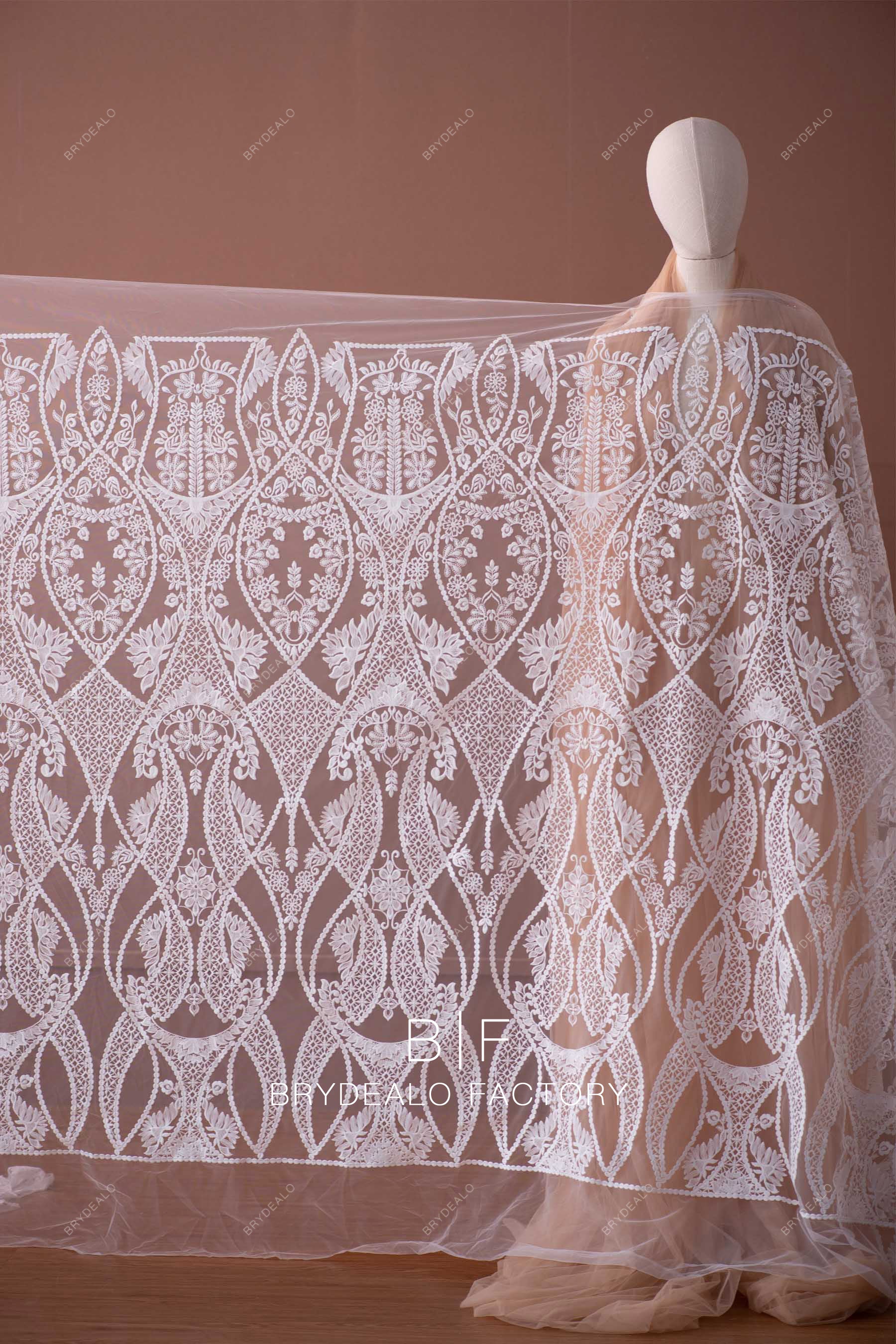 Wholesale Geometric Totem Embroidery Lace Fabric F0067