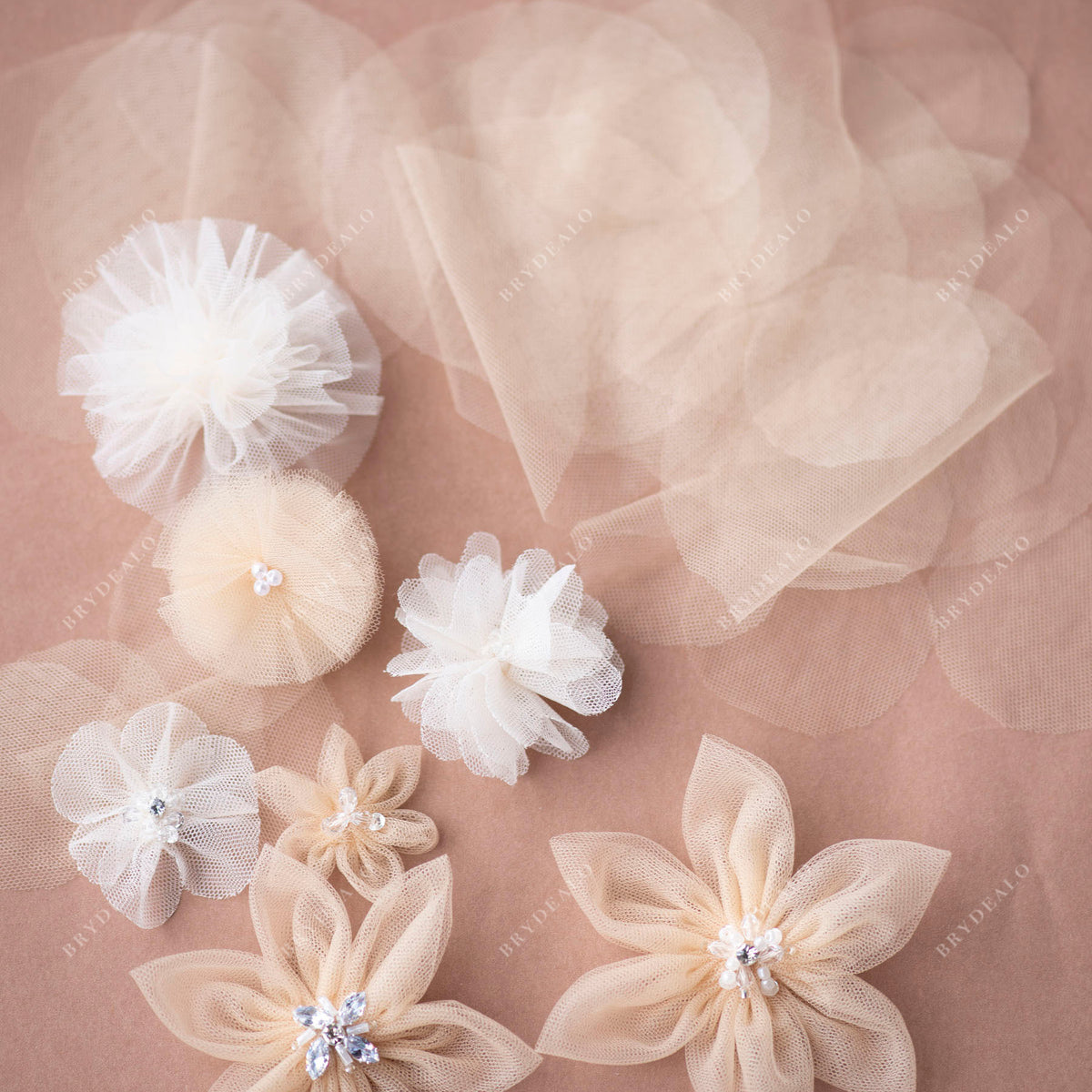 Water Lilies Handmade Organza Flower Appliques, Flowers for