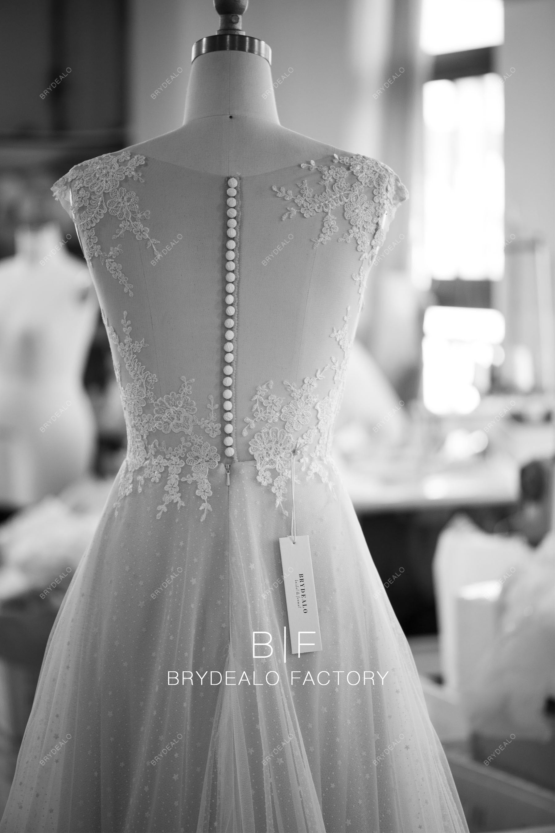 wholesale illusion flower lace back wedding dress