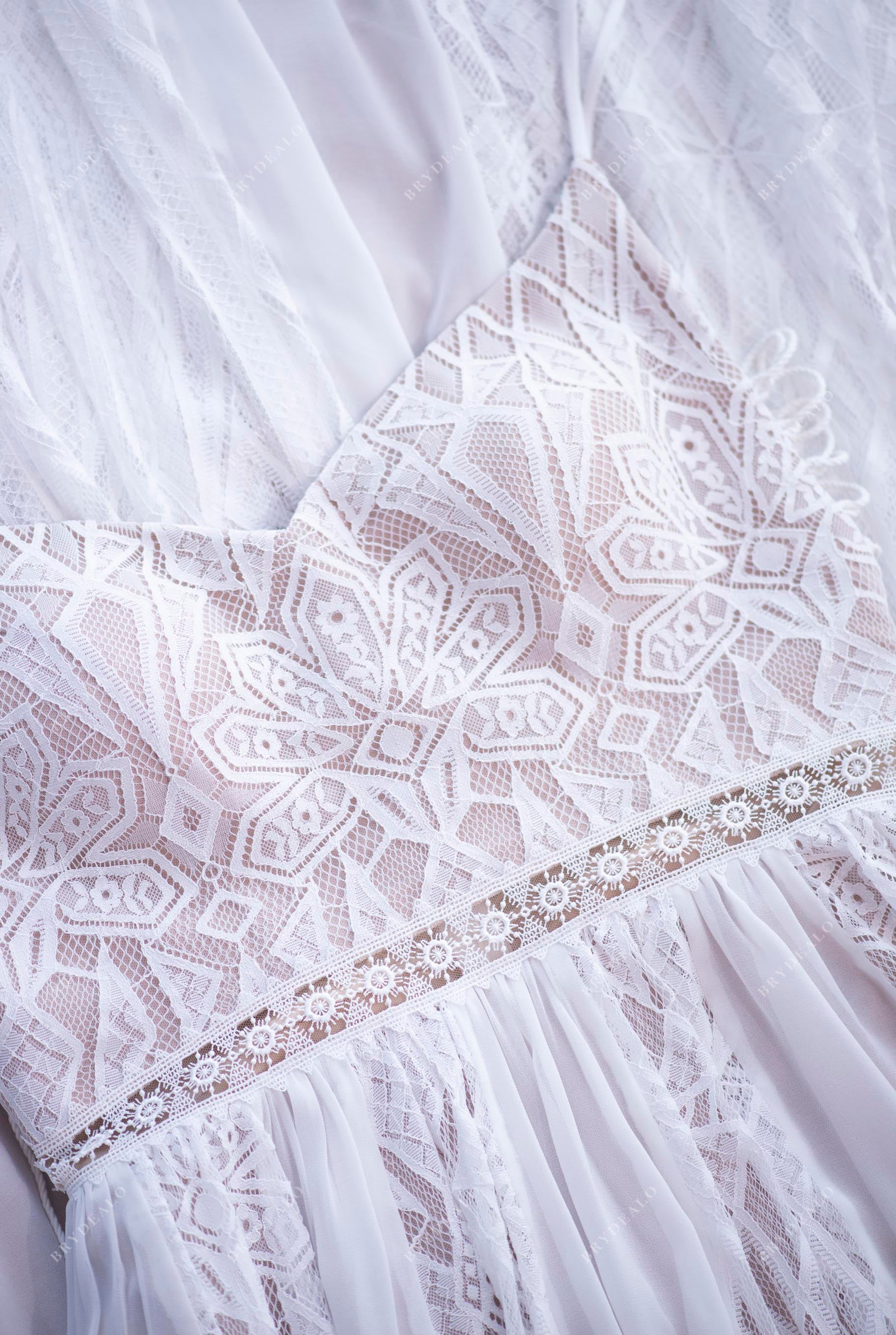 Plus Size Soft Lace Chiffon Boho Wedding Dress