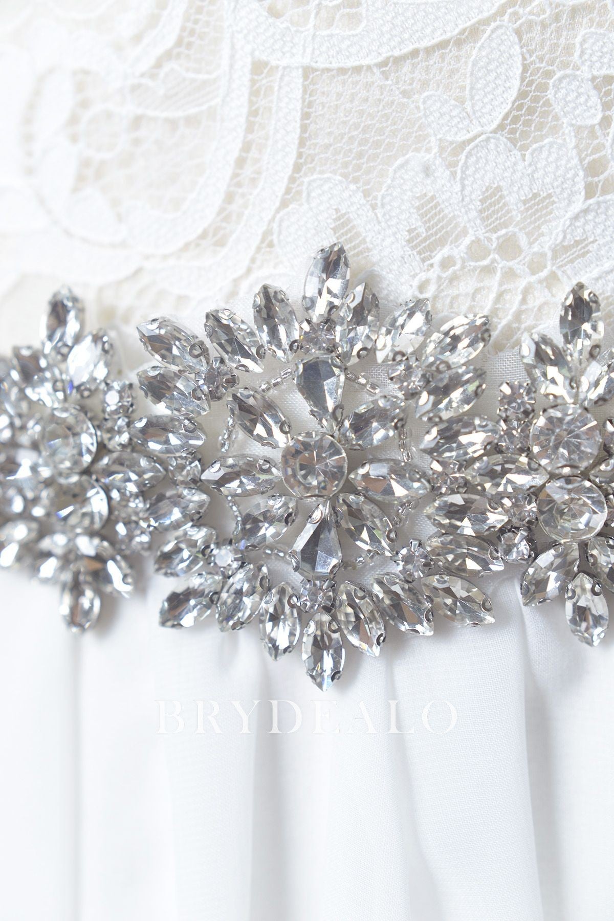 Ornate Crystals Satin Bridal Sash
