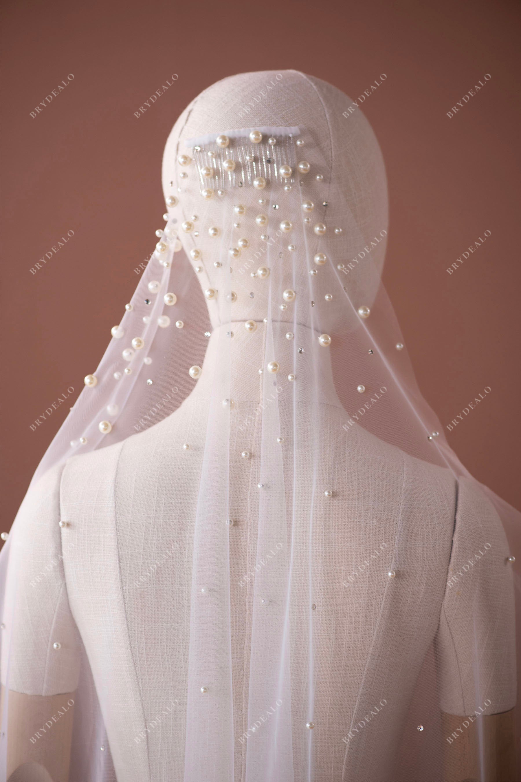 wholesale pearl bridal veil with comb